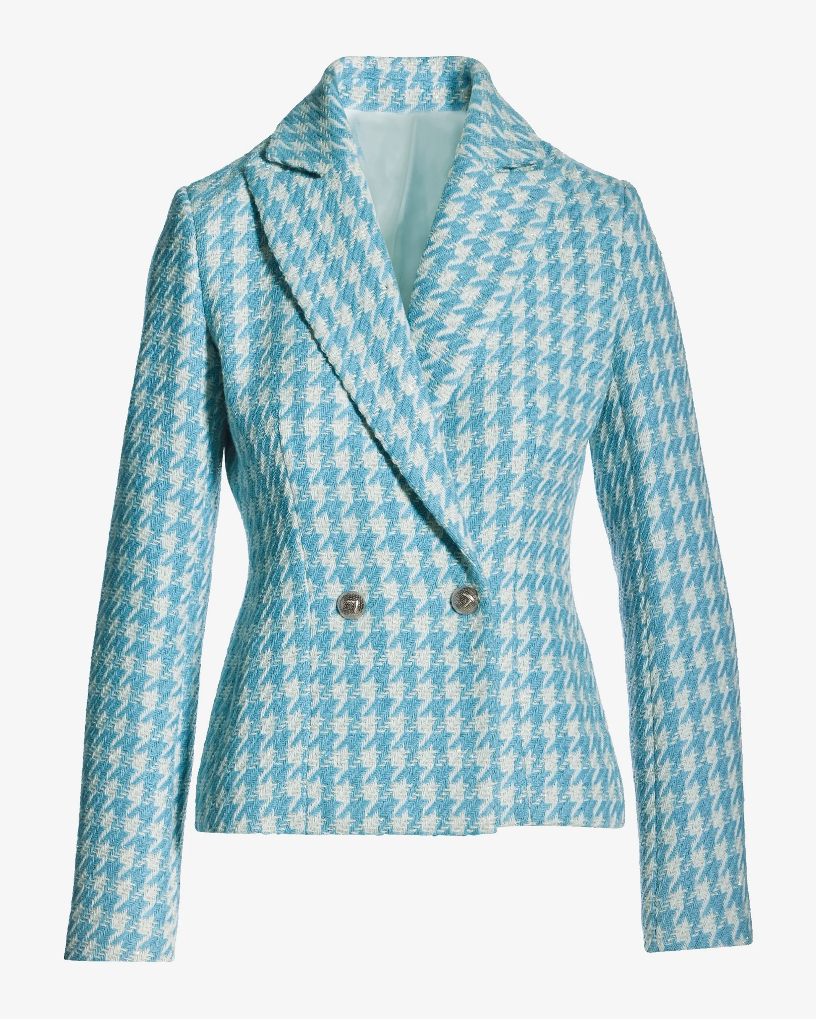 Houndstooth Tweed Blazer Blue/White - Mycitystee