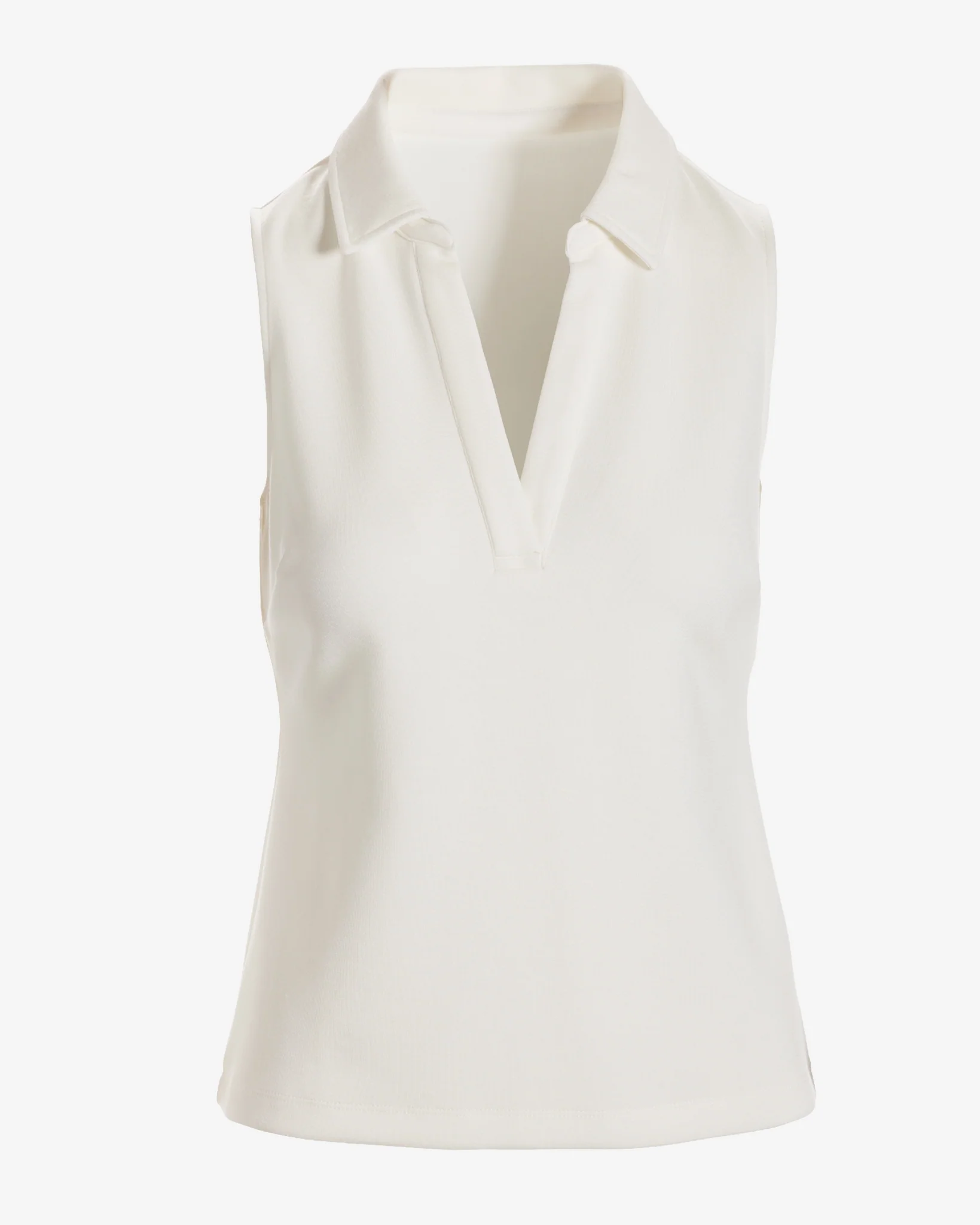 Luxe Lounge Sleeveless Collar Top Off White - Mycitystee