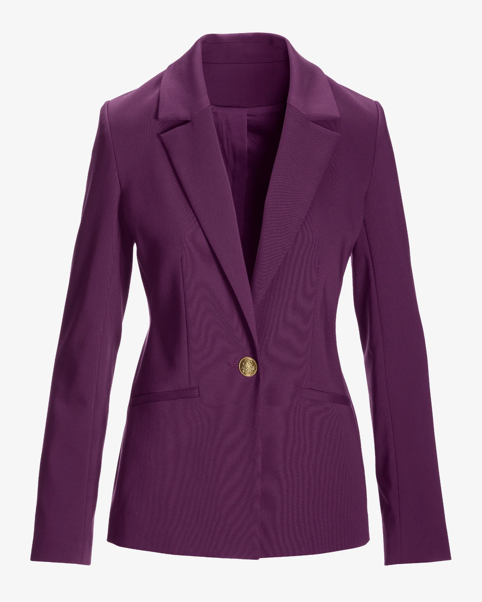 Modern Single Button Blazer Dark Purple - Mycitystee