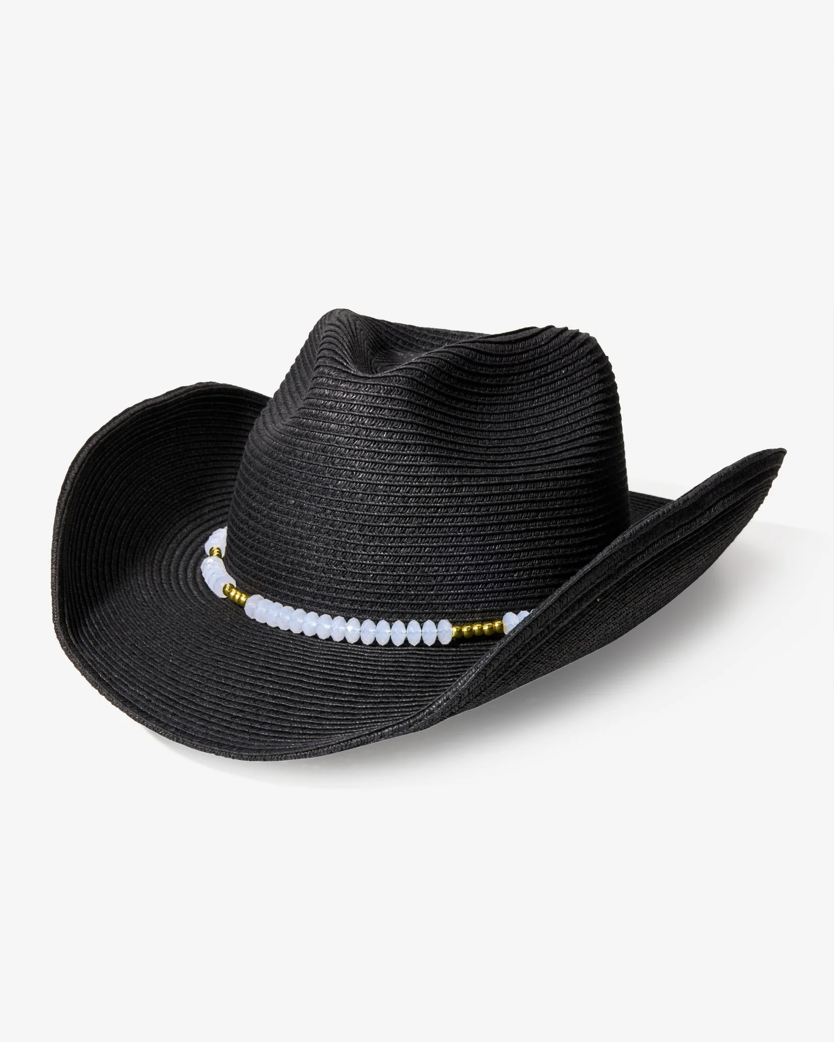 Western Beaded Trim Hat Black - Mycitystee