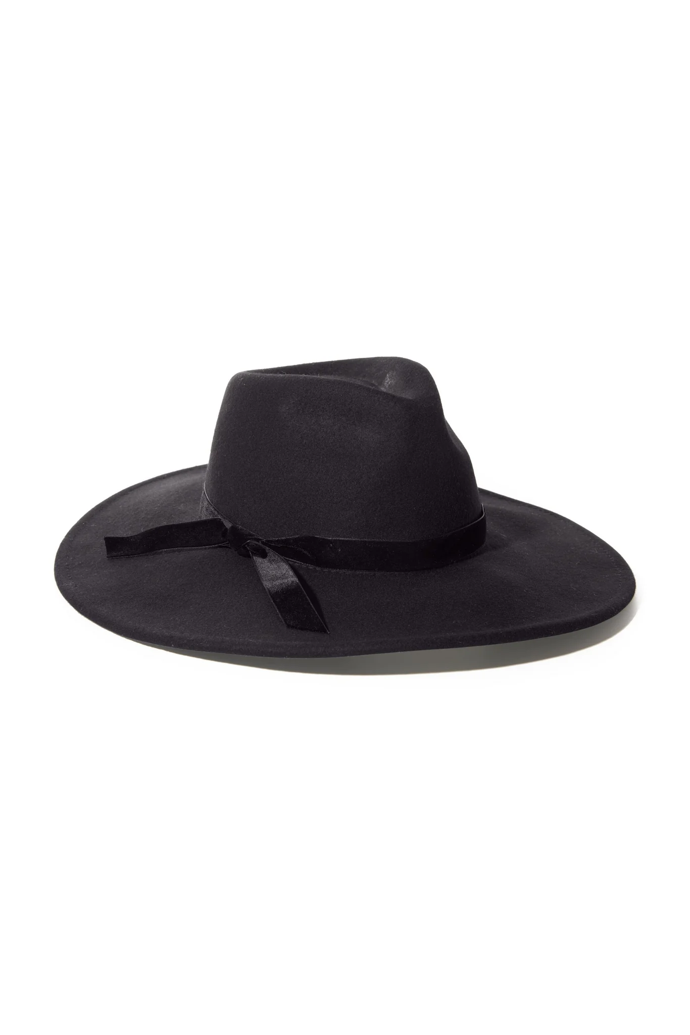 Wide Brim Velvet Trim Hat Black - Mycitystee