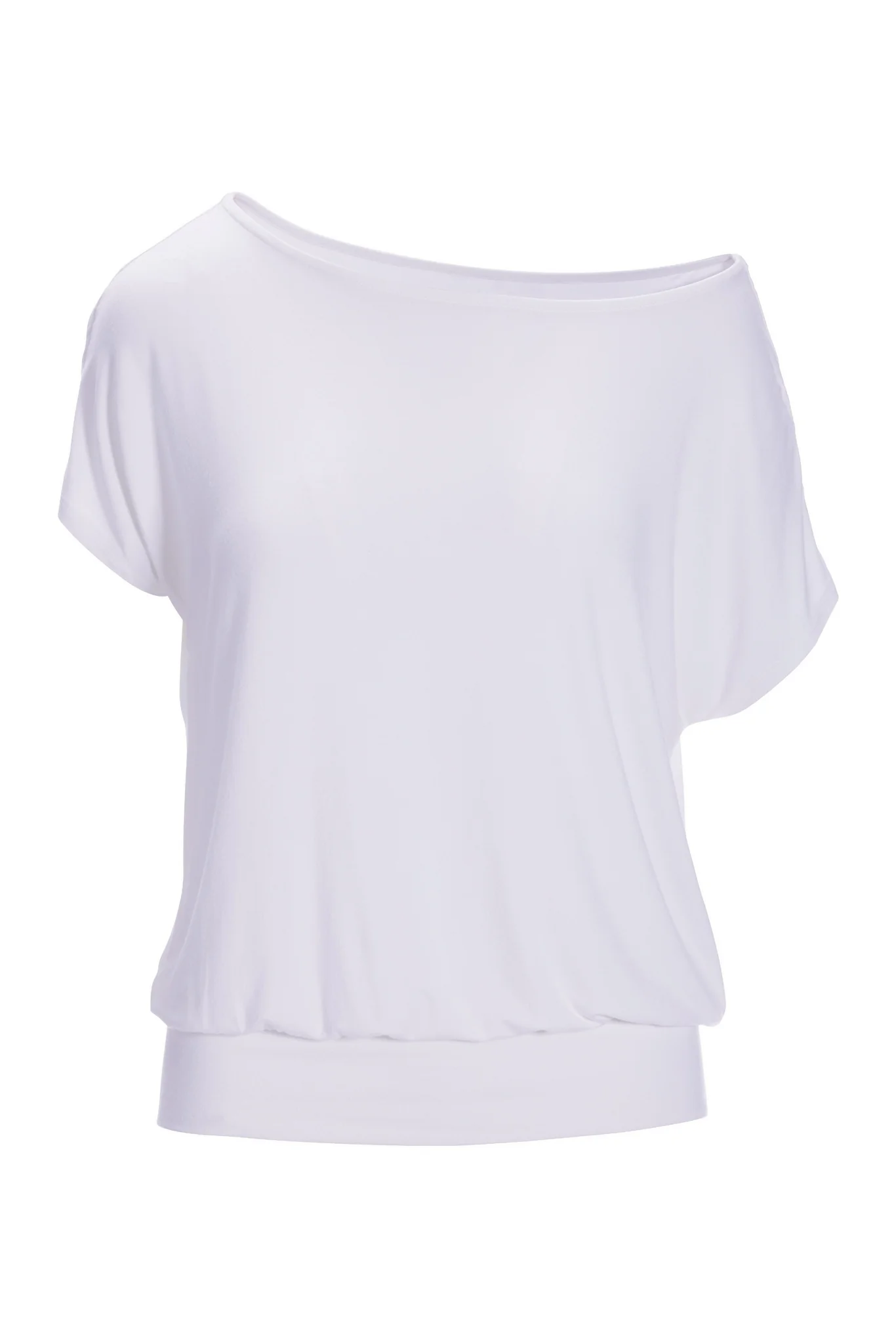 Slouchy Short-Sleeve Blouson Knit Top White - Mycitystee