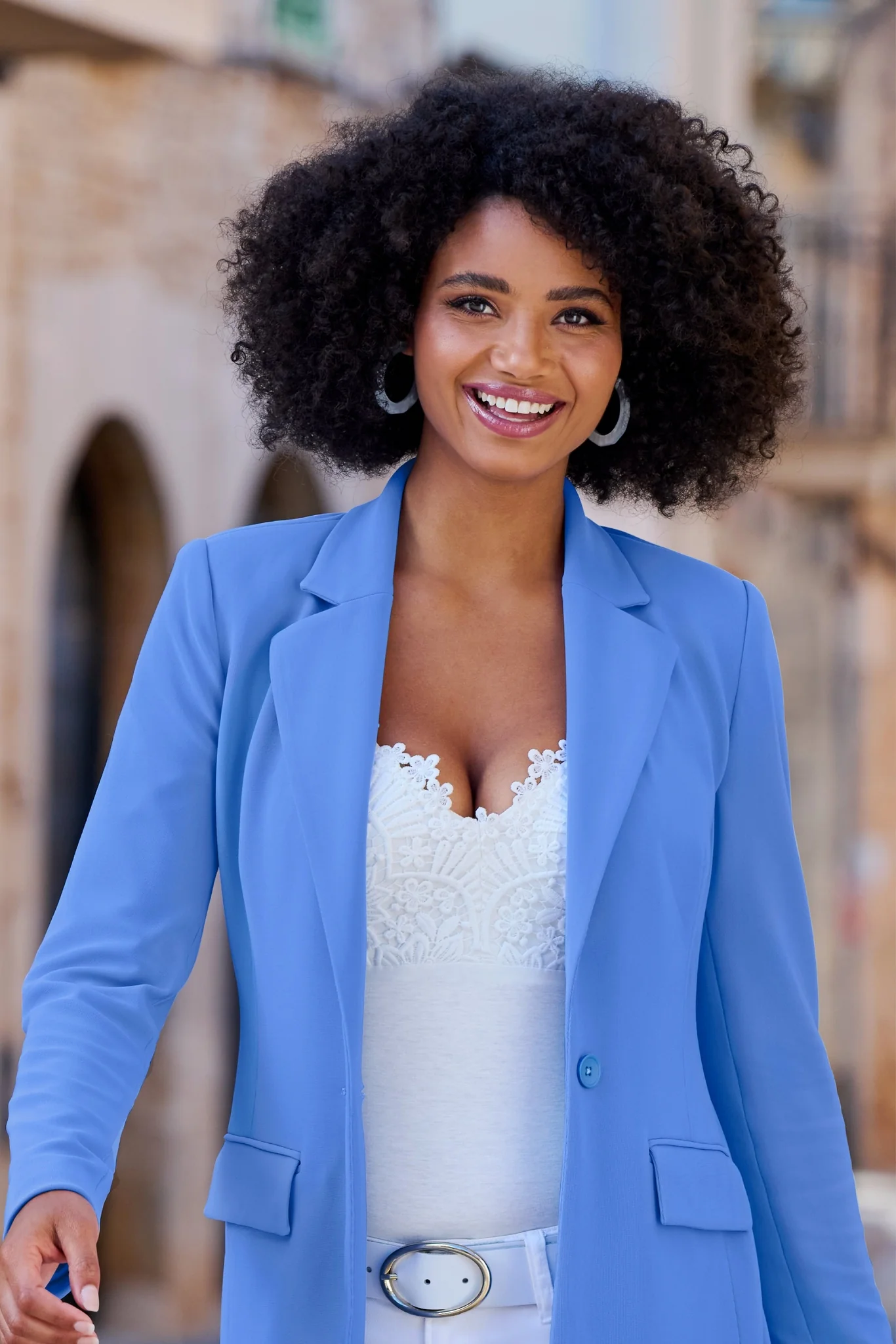 Glistening Resin Textured Hoop Earring Light Blue - Mycitystee