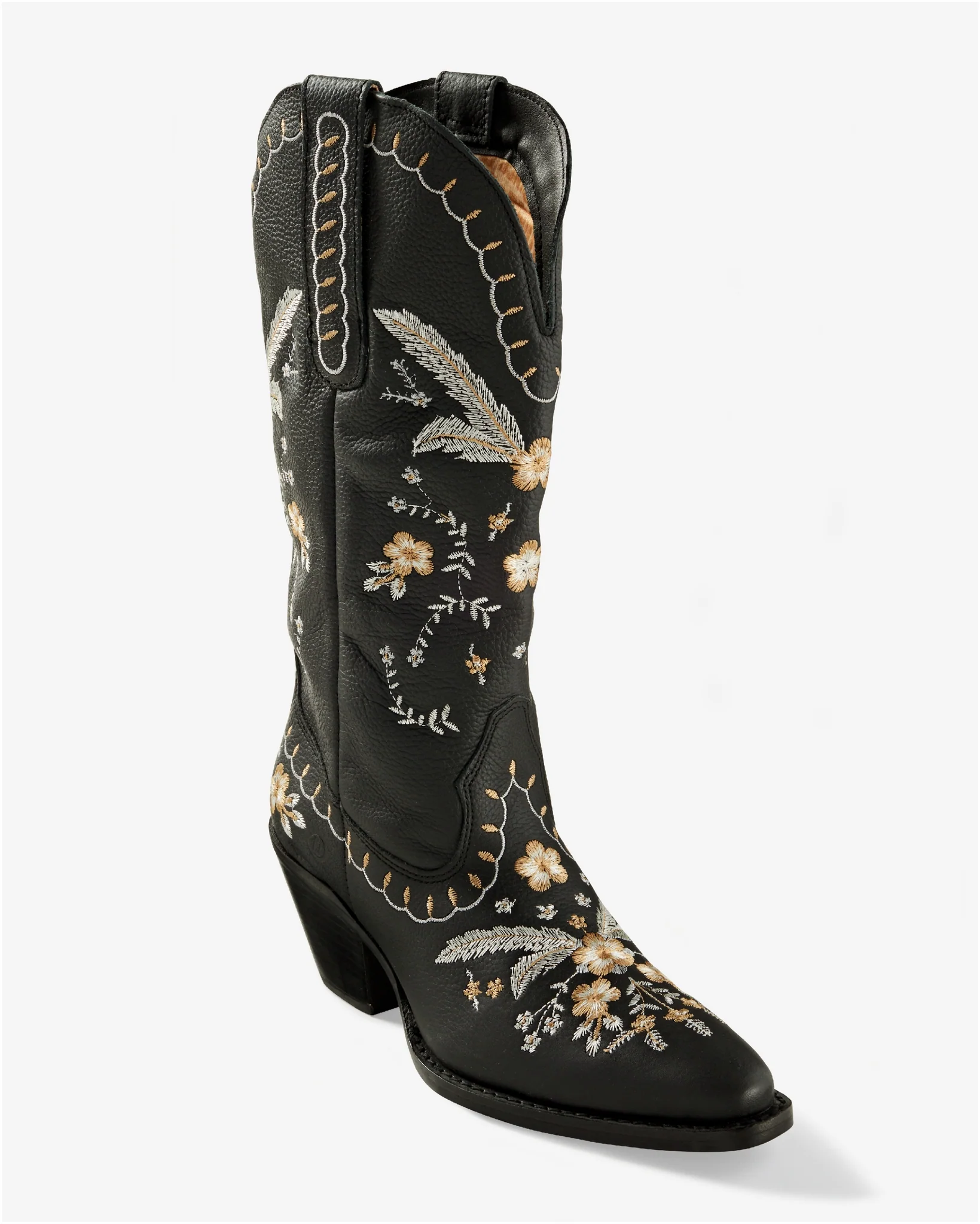 All-Over Embroidered Western Boot Black - Mycitystee