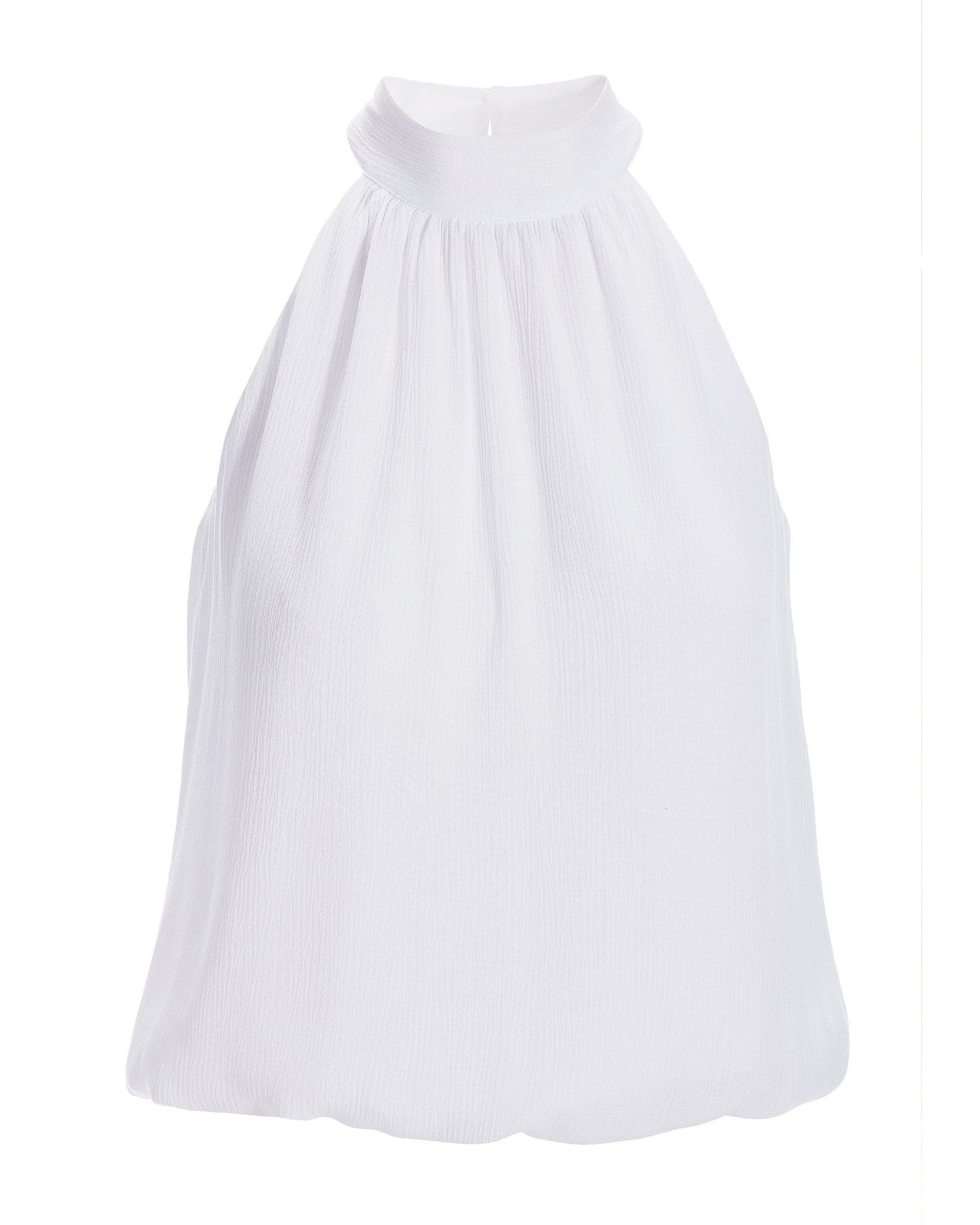 Gauze Mock Neck Bubble Hem Top White - Mycitystee