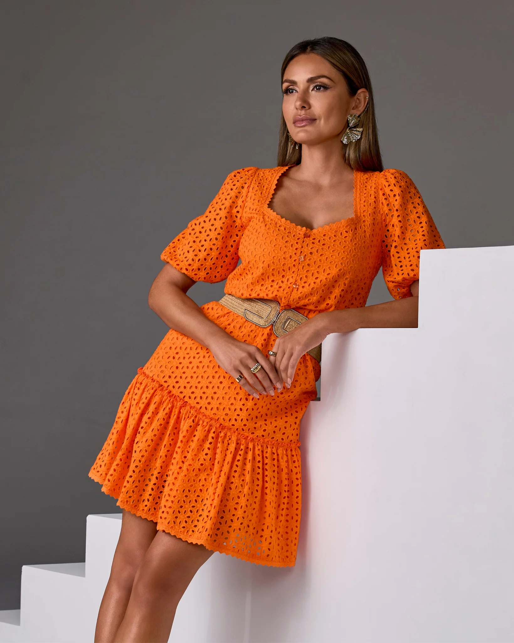 Eyelet A Line Dress Golden Poppy - Mycitystee