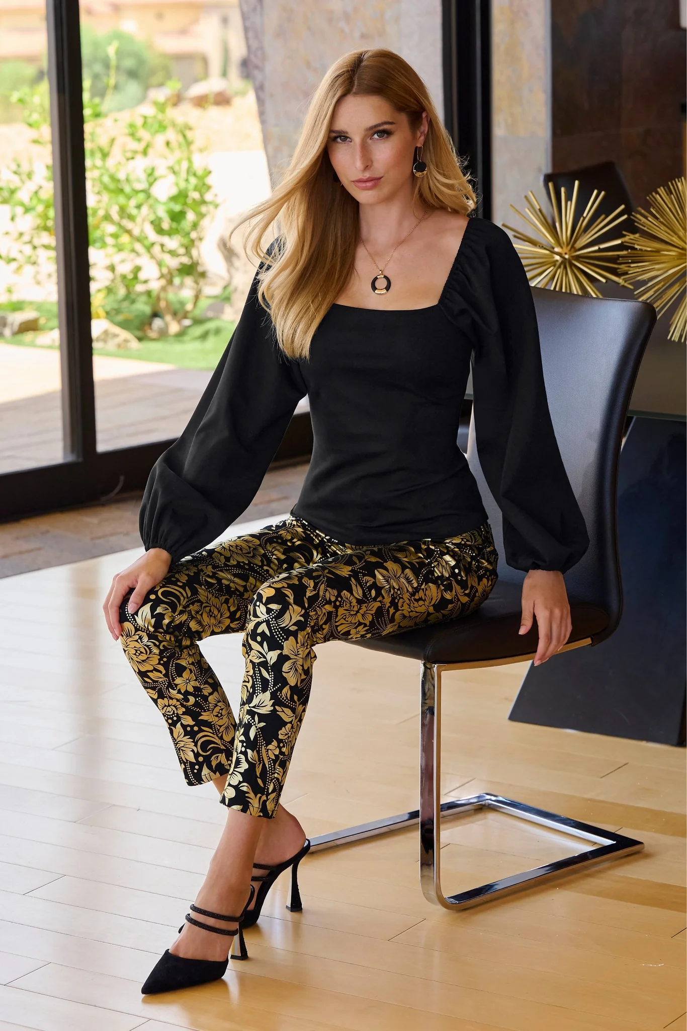 Pointed Toe Embellished Heel Black - Mycitystee