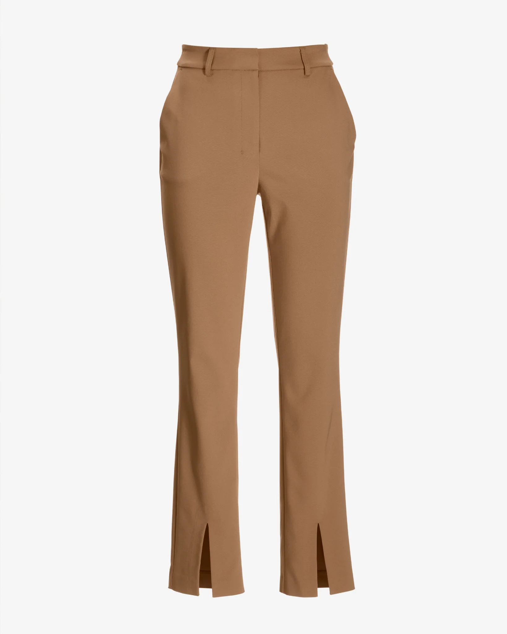 Newport Modern Slim Straight Leg Slit Front Trouser Pant Camel - Mycitystee