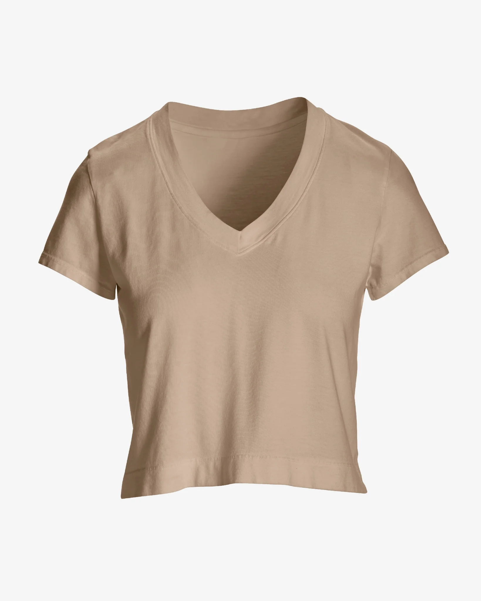 Cotton V Neck Short Sleeve Tee Sesame - Mycitystee
