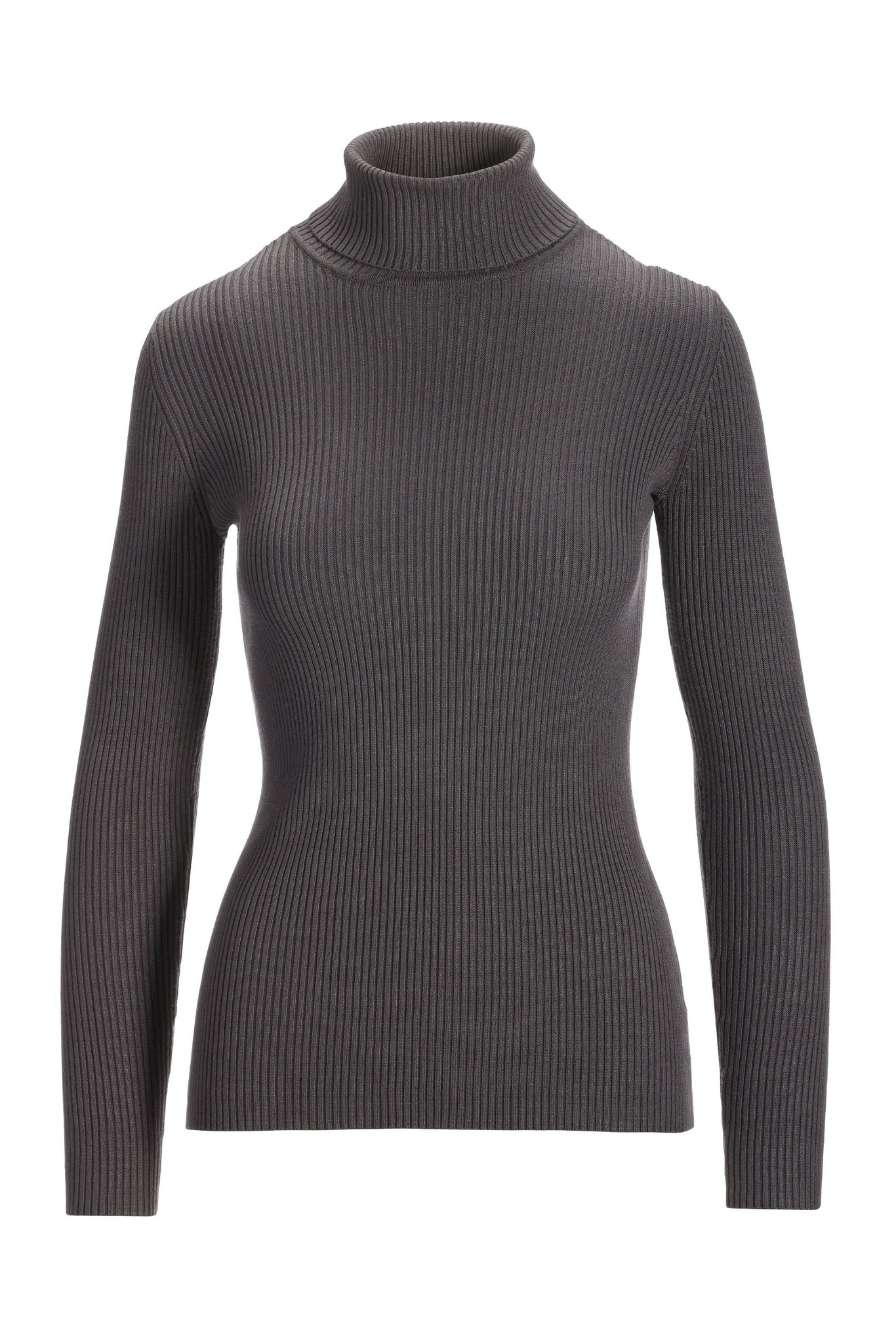 Ribbed Turtleneck Sweater Charcoal - Mycitystee