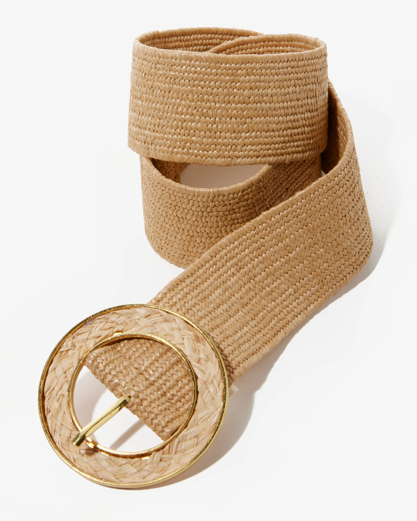 Woven Round Buckle Belt Natural - Mycitystee
