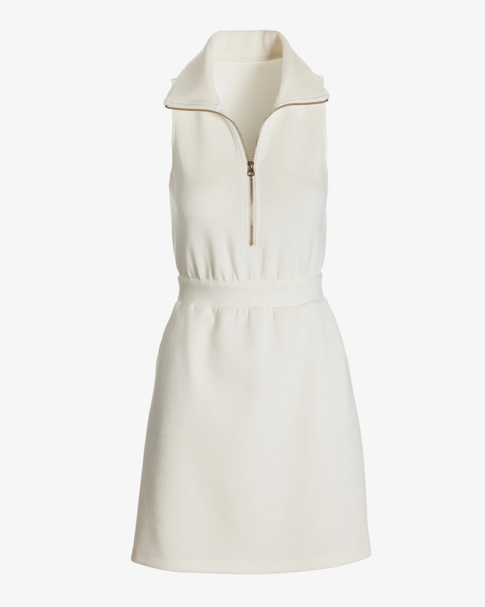 Luxe Lounge Zip Cinched Waist Dress Off White - Mycitystee