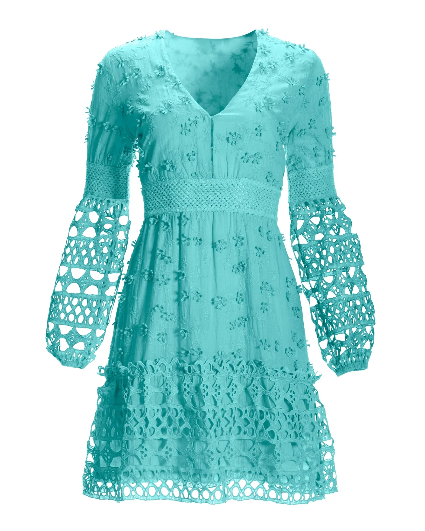 Mixed Media Short Dress Blue Radiance - Mycitystee