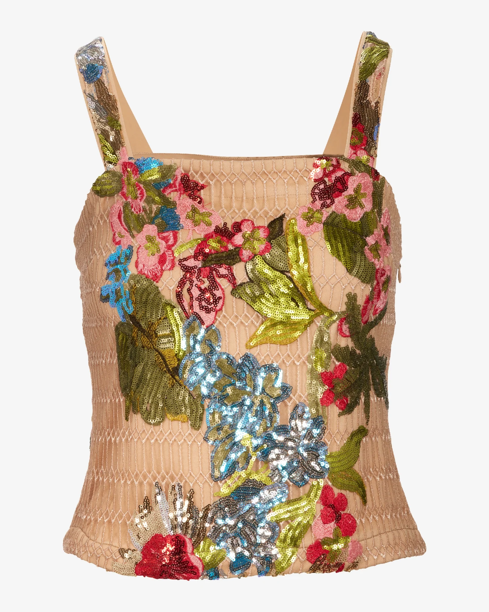 Floral Sequin Square Neck Shell Multi - Mycitystee