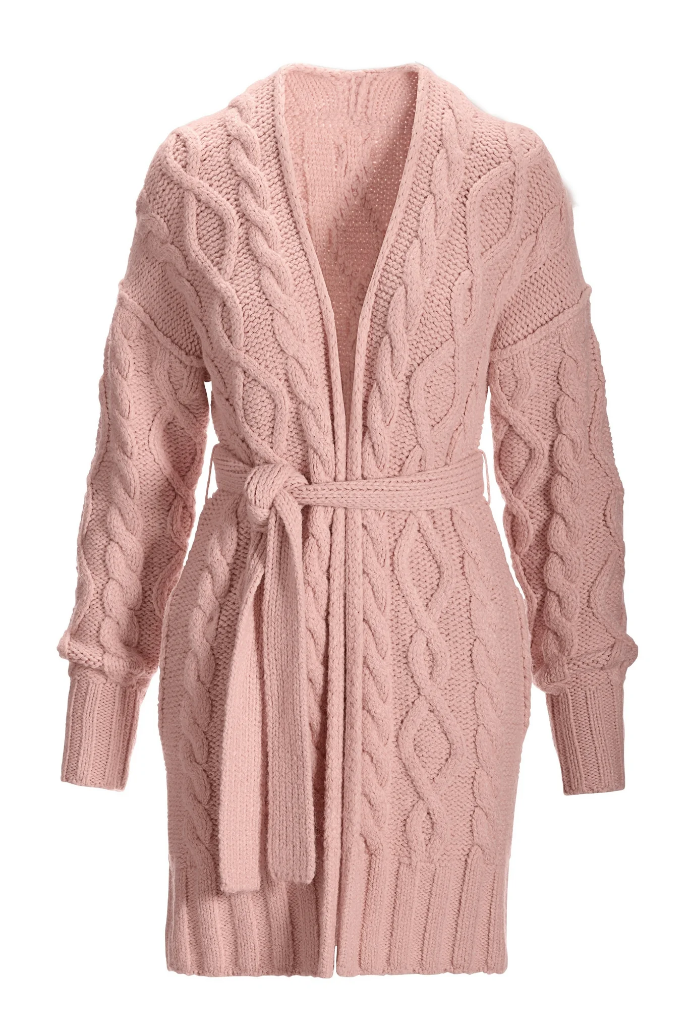 Cable Tie-Waist Cardigan Sweater Lotus - Mycitystee