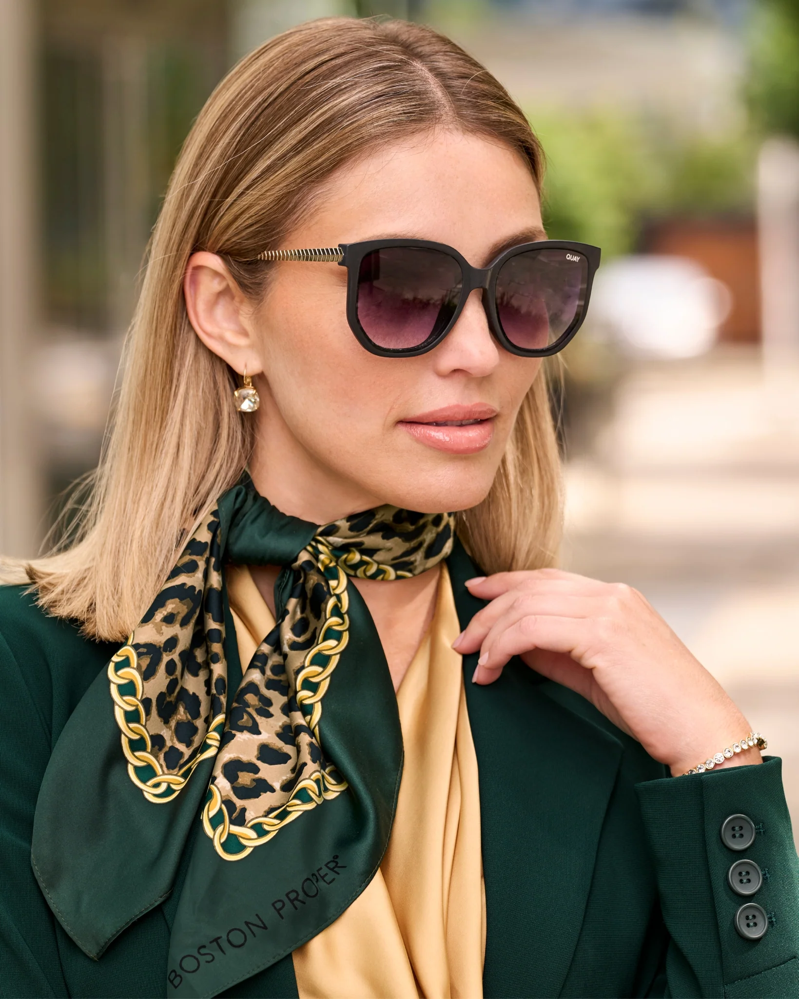 Chain and Cheetah Scarf Emerald Green - Mycitystee
