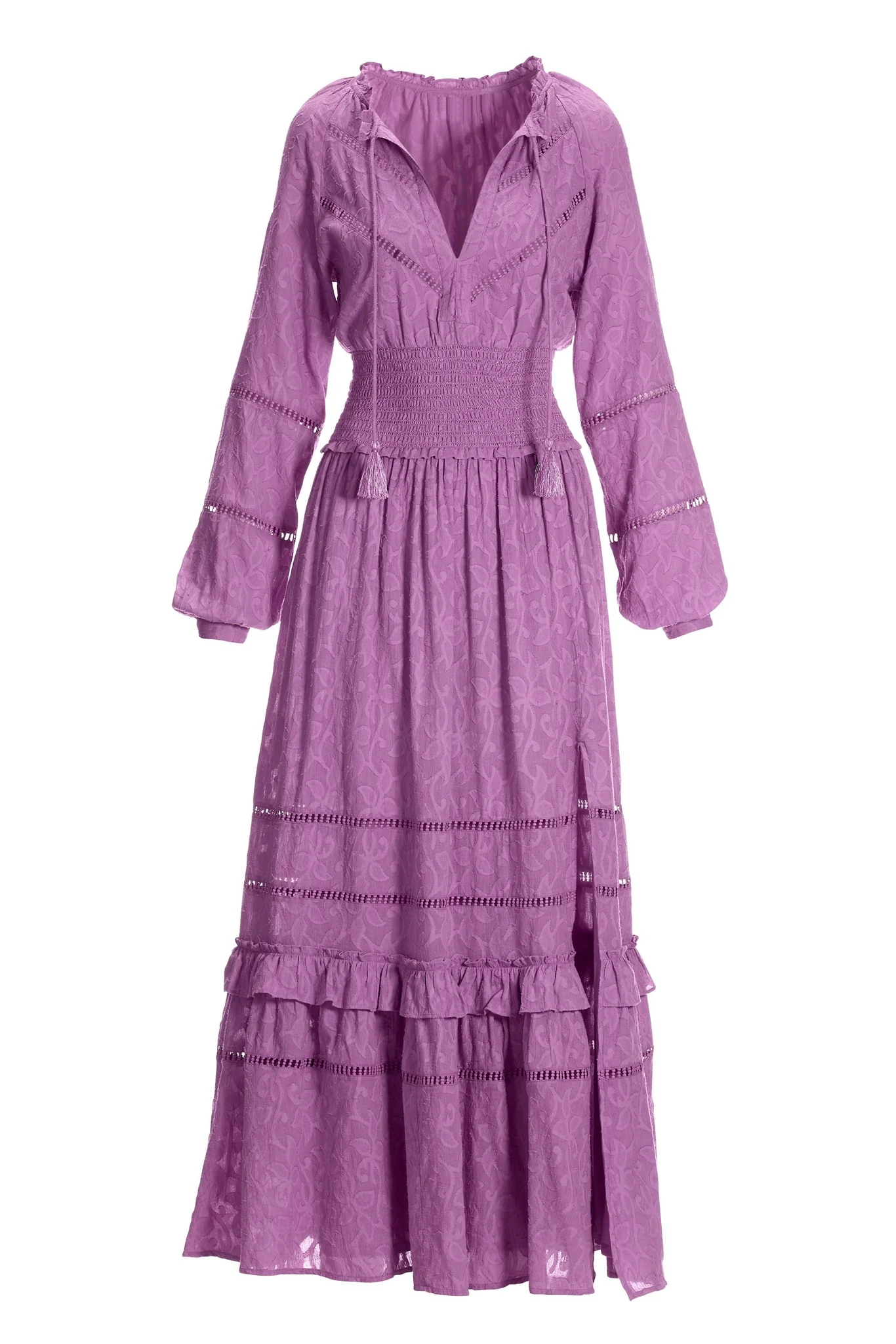 Long Sleeve Ruffle Hem Maxi Purple - Mycitystee