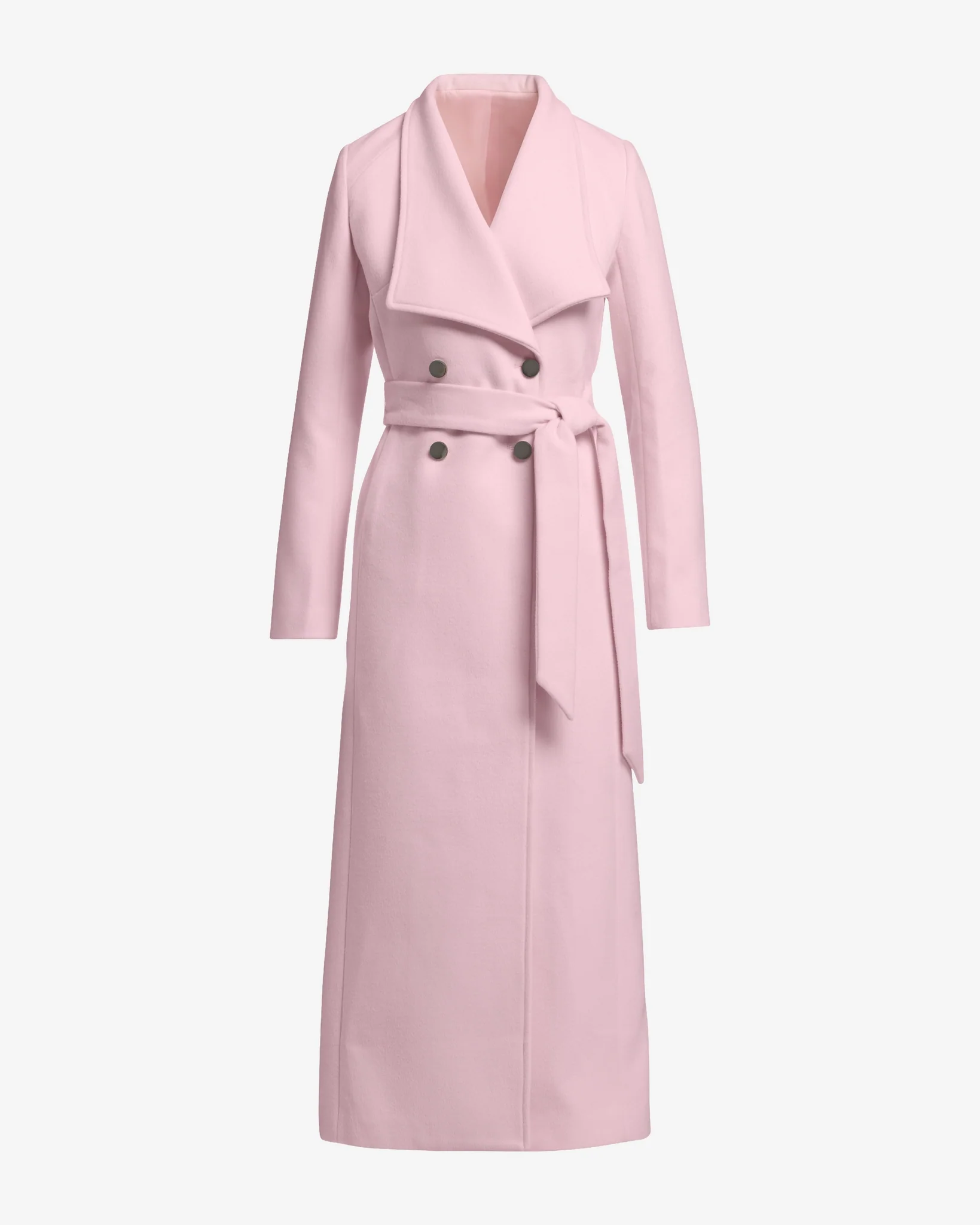 Luxe Shawl Collar Full Length Double Breasted Coat Soft Pink - Mycitystee