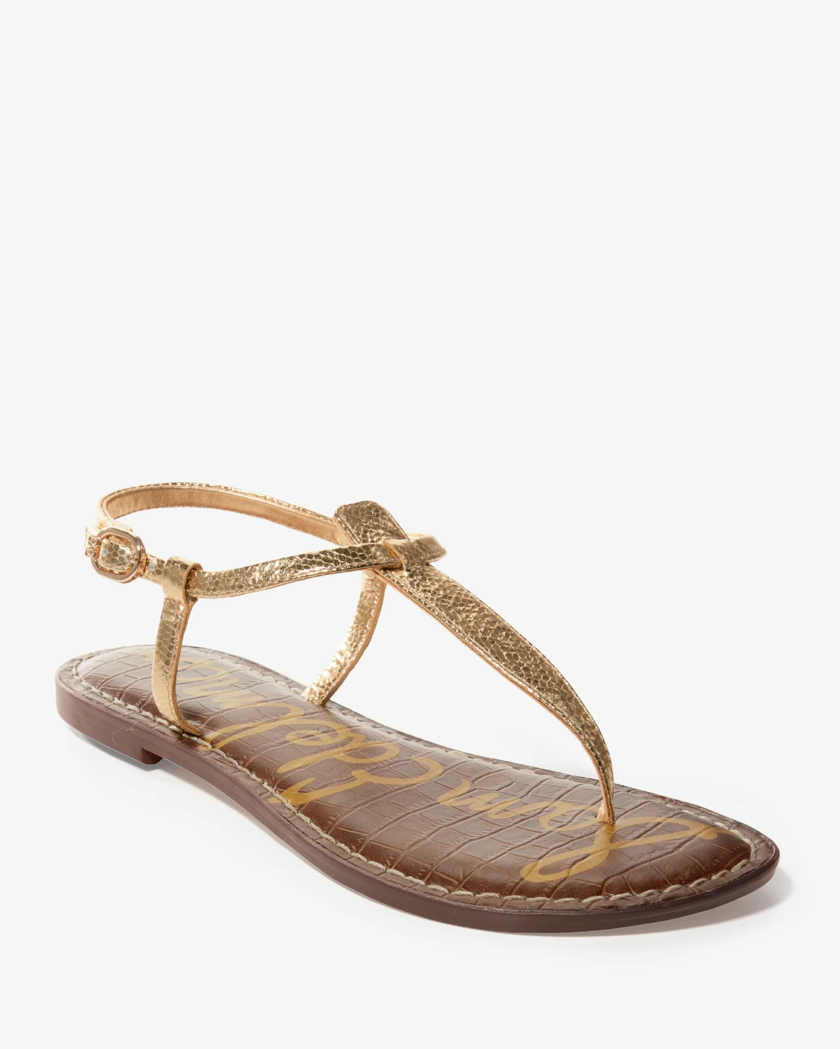 Single Ankle Strap Sandal Amber Gold - Mycitystee
