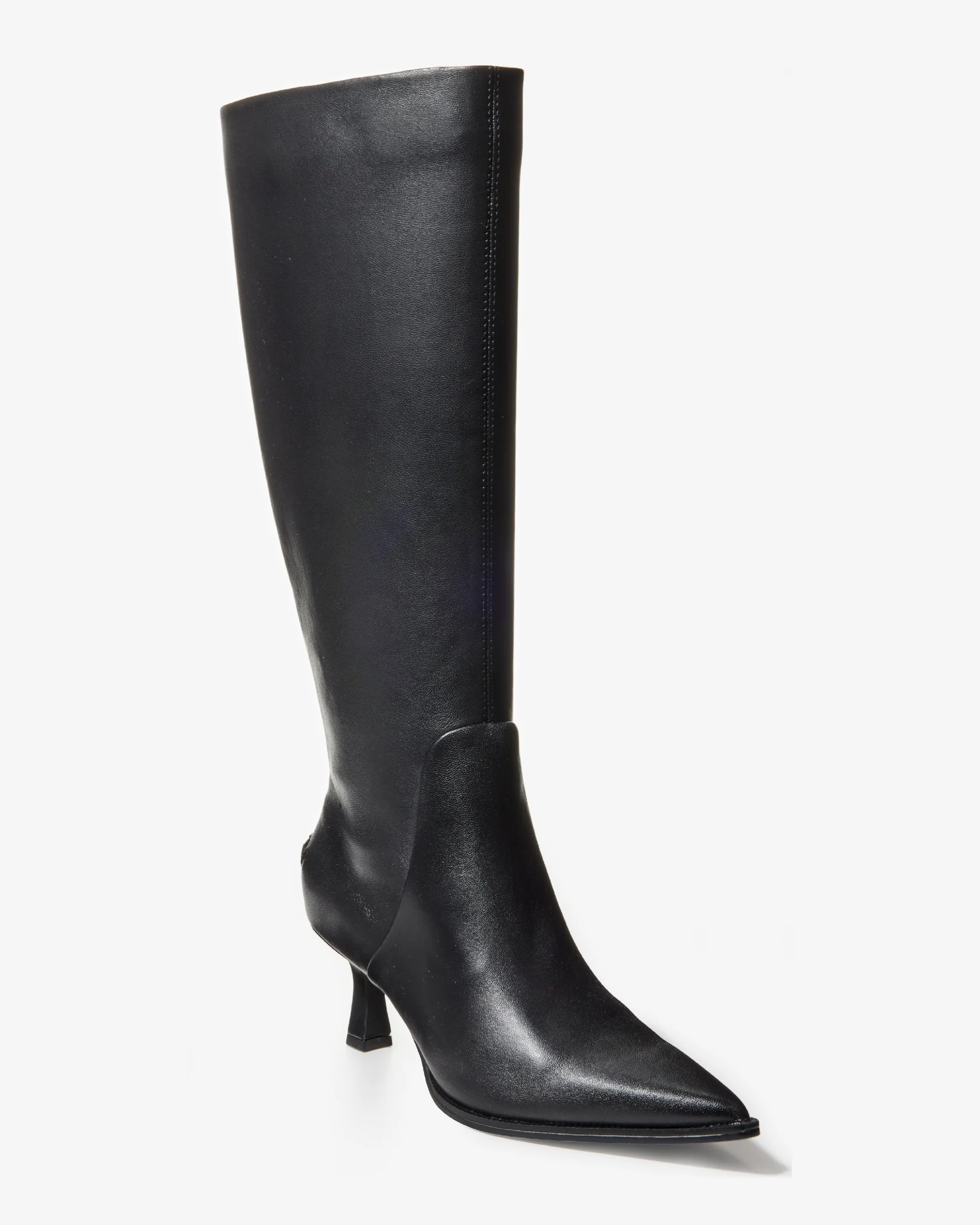 Sleek Knee-High Kitten Heel Boot Black - Mycitystee