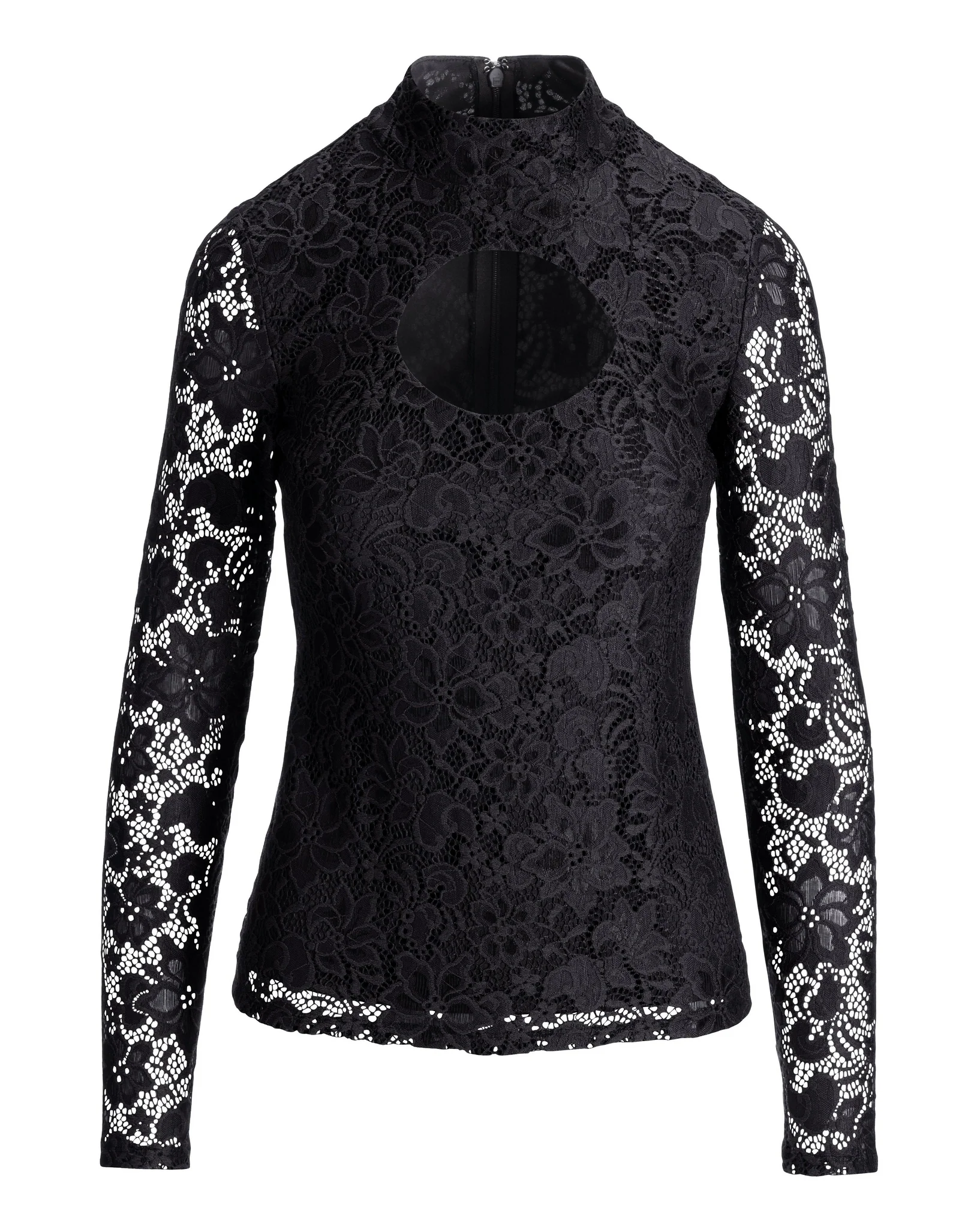 Lace Cut Out Turtleneck Black - Mycitystee