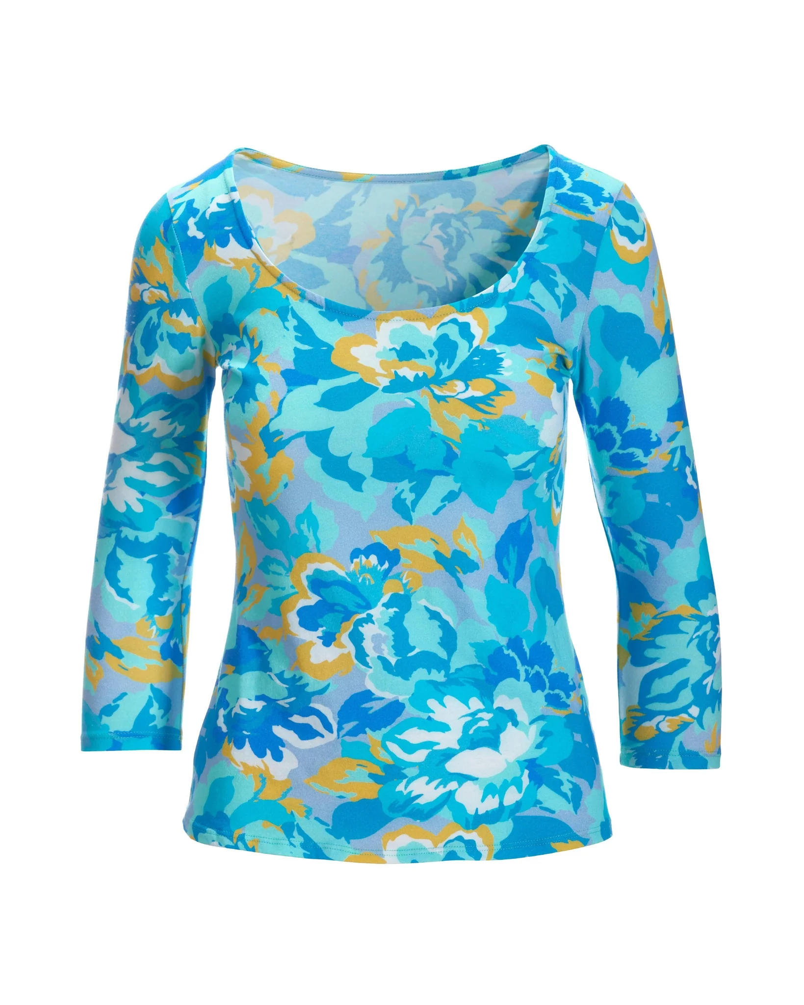 So Sexy Floral Printed Scoop-Neck Knit Top Blue Multi - Mycitystee