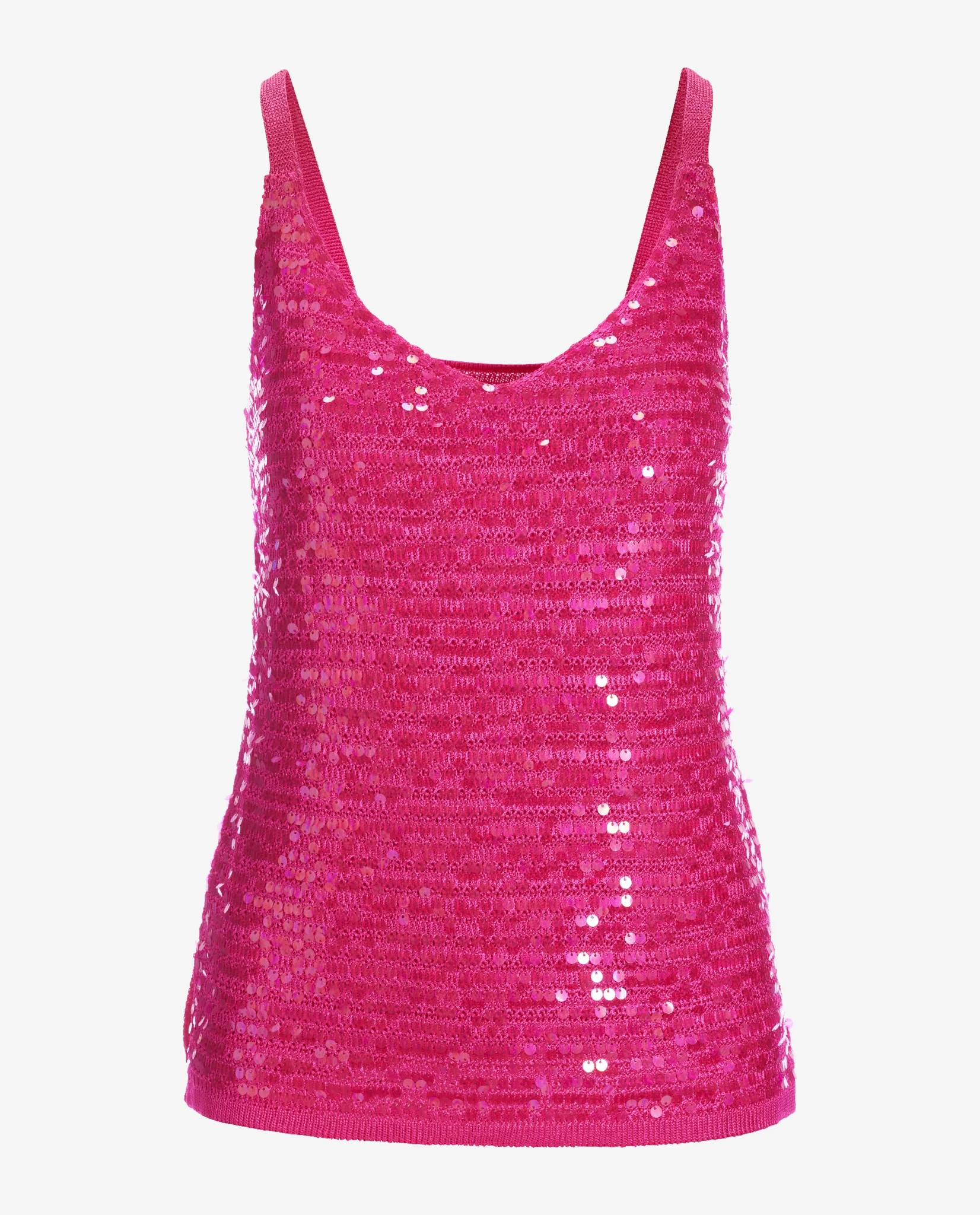 Sequin V-Neck Sweater Tank Fuchsia Purple - Mycitystee