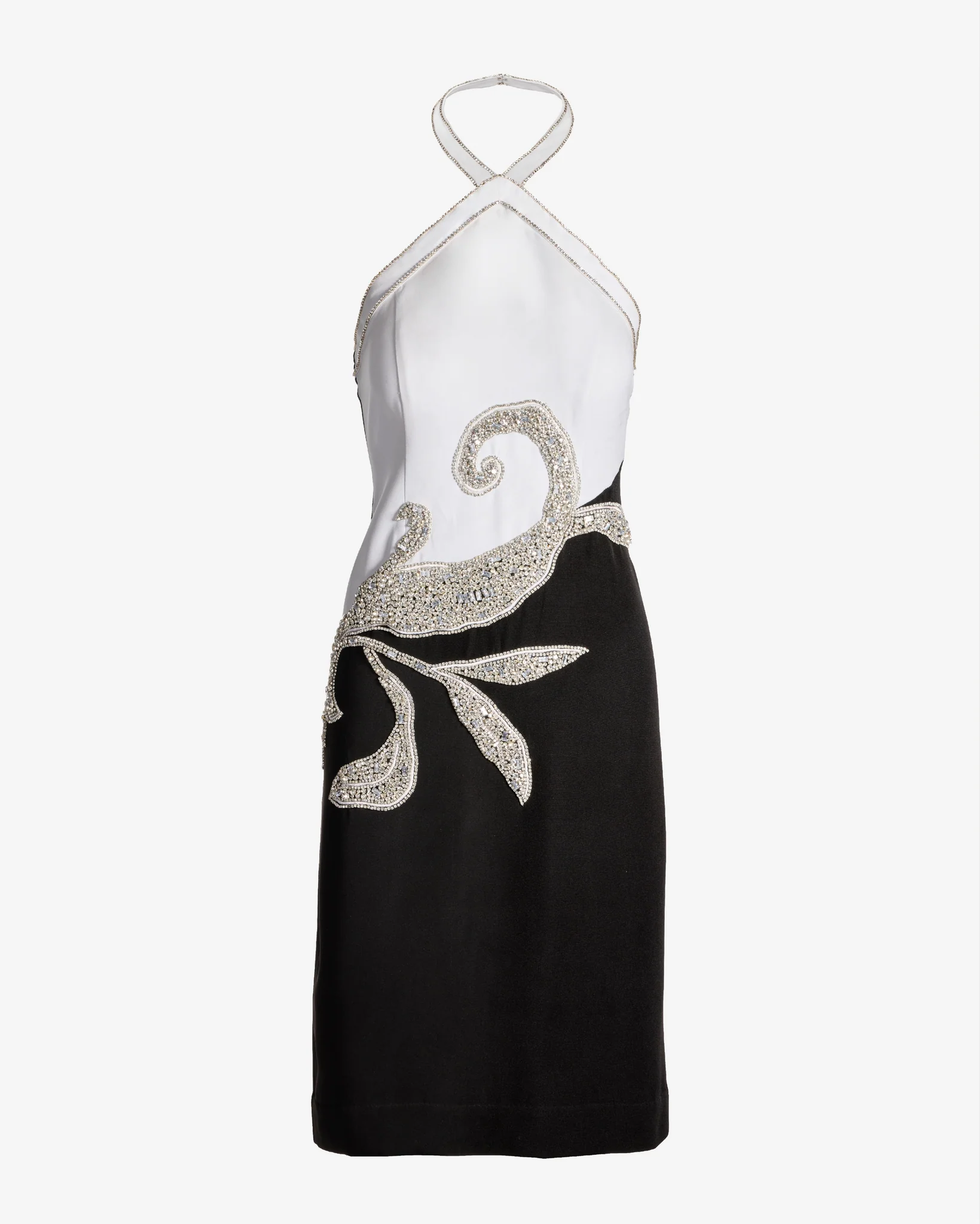 Placed Embellishment Sheath Dress Black/White - Mycitystee