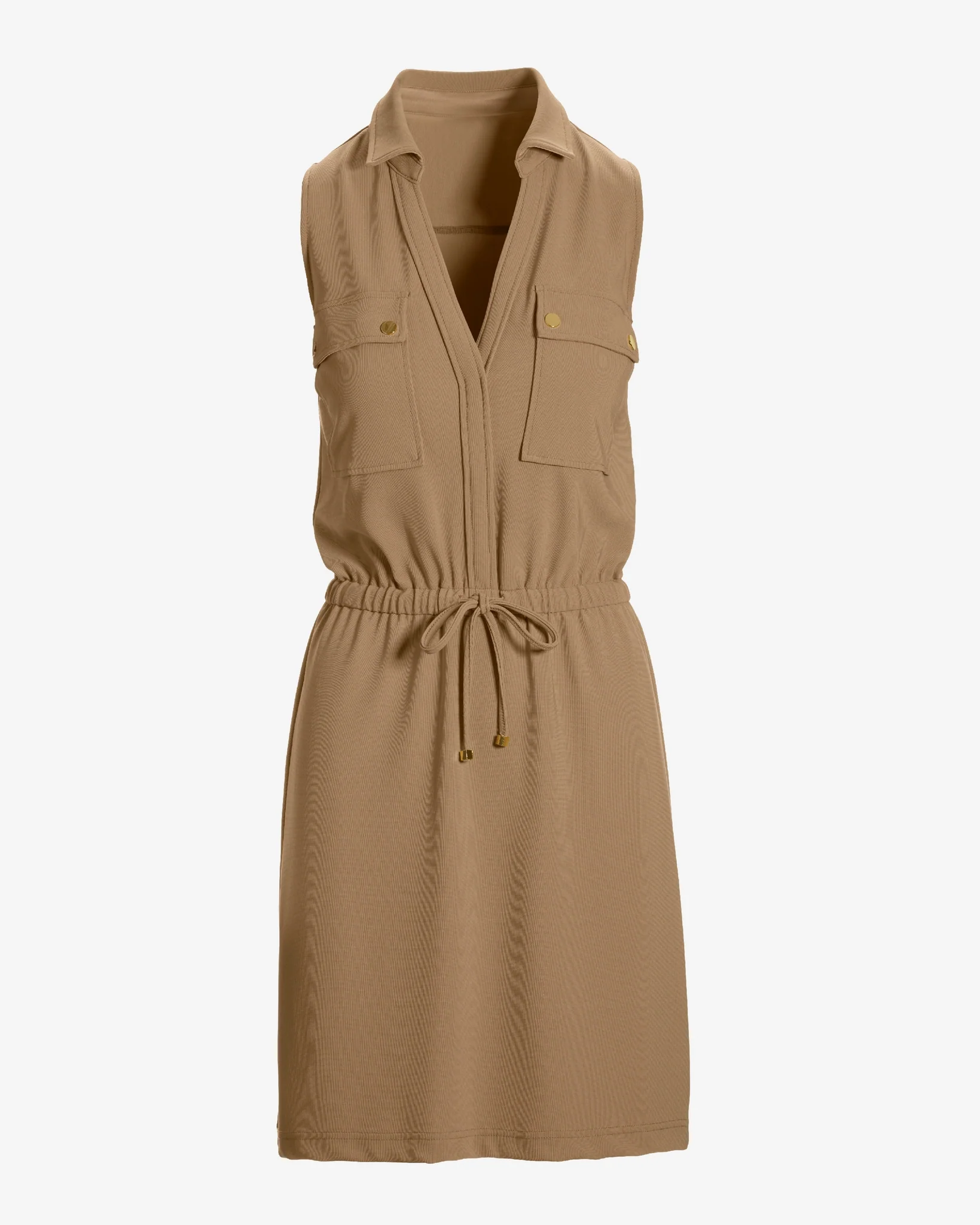 Beyond Travel Chic Drawstring Utility Dress Camel - Mycitystee