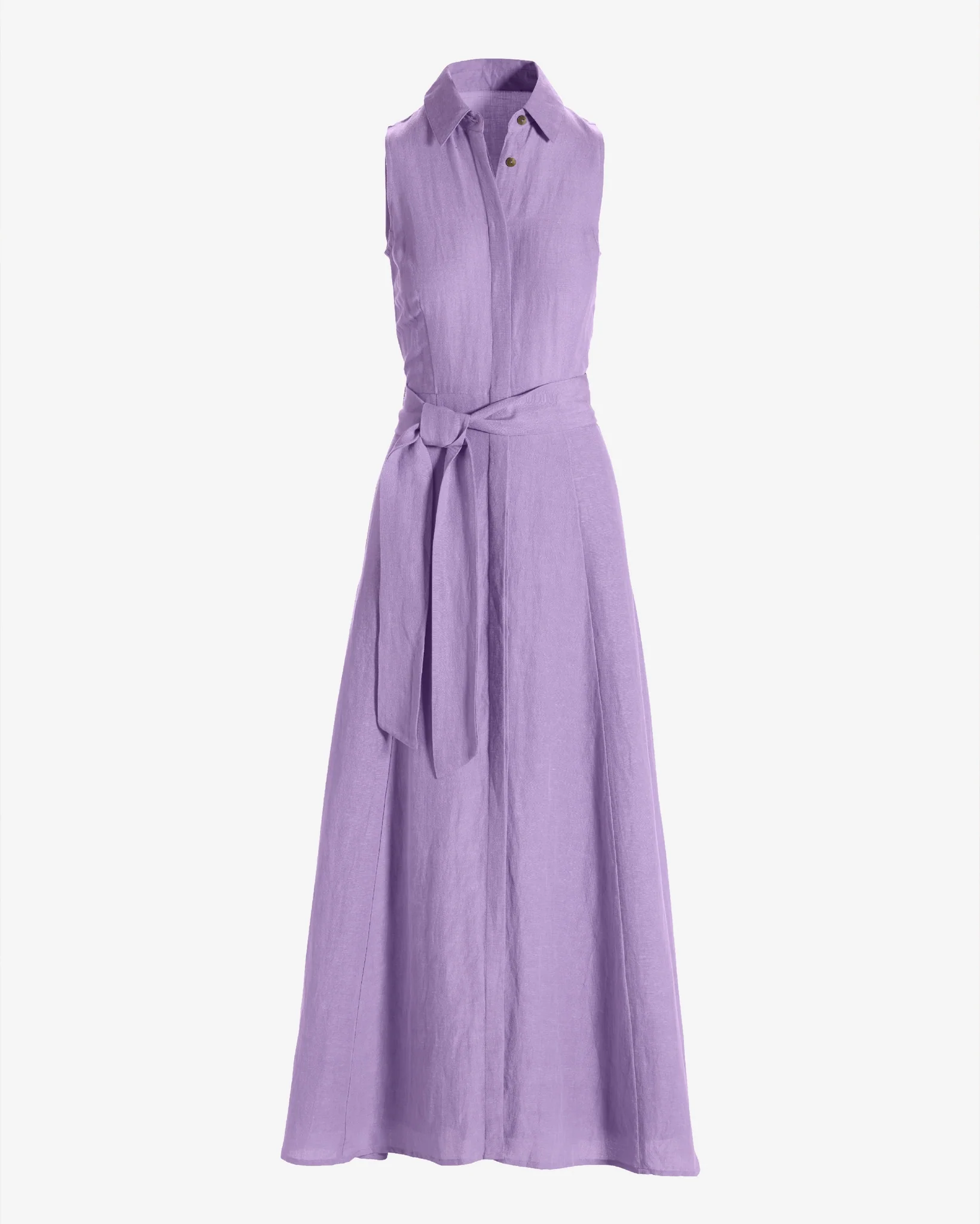 Sleeveless Linen Maxi Shirt Dress Lavender - Mycitystee
