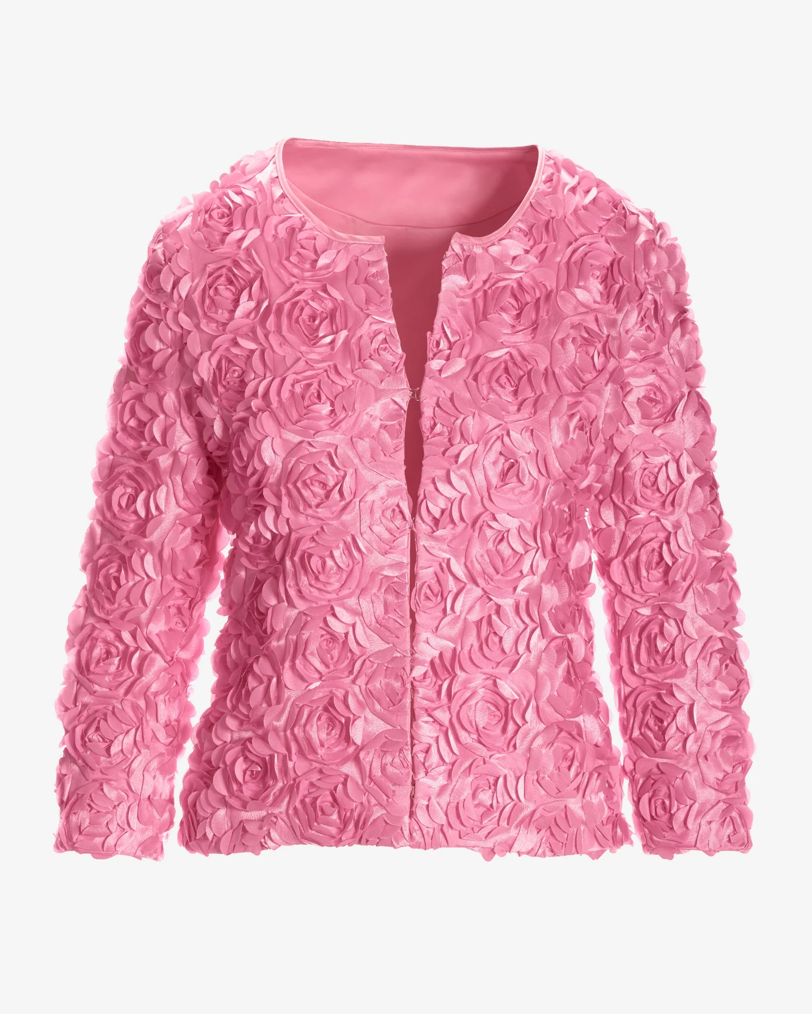 Rosette three quarter sleeve Jacket Begonia Pink - Mycitystee