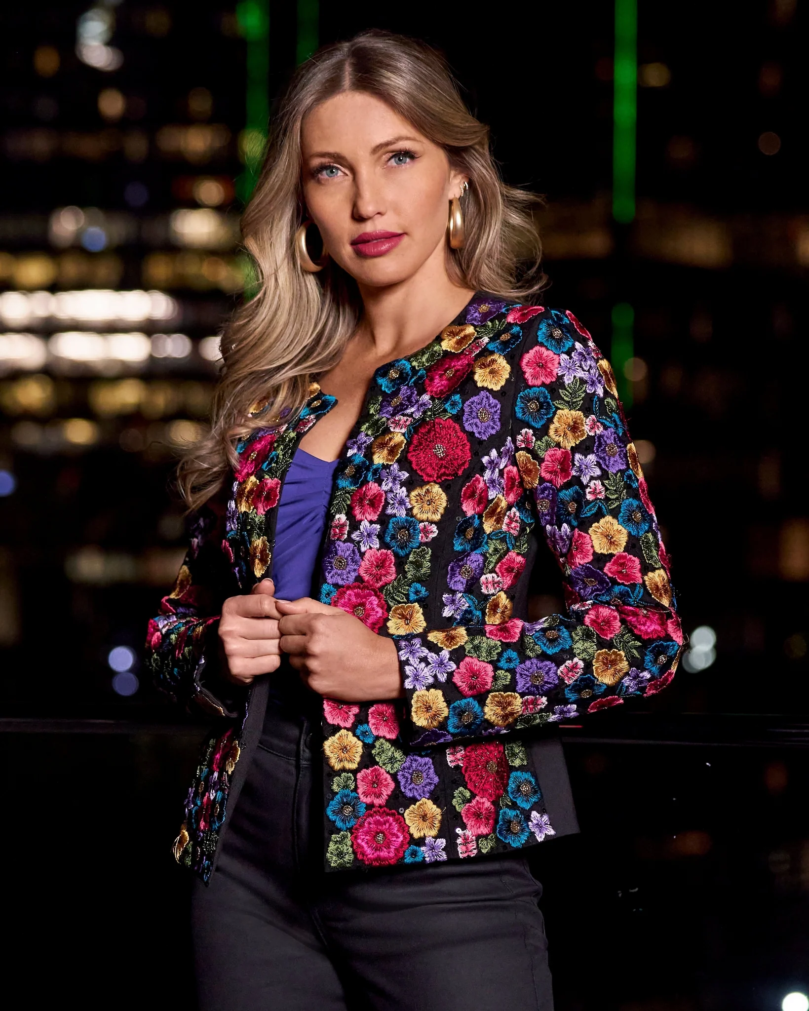 Hand Beaded and Embroidered Floral Jacket Multi - Mycitystee