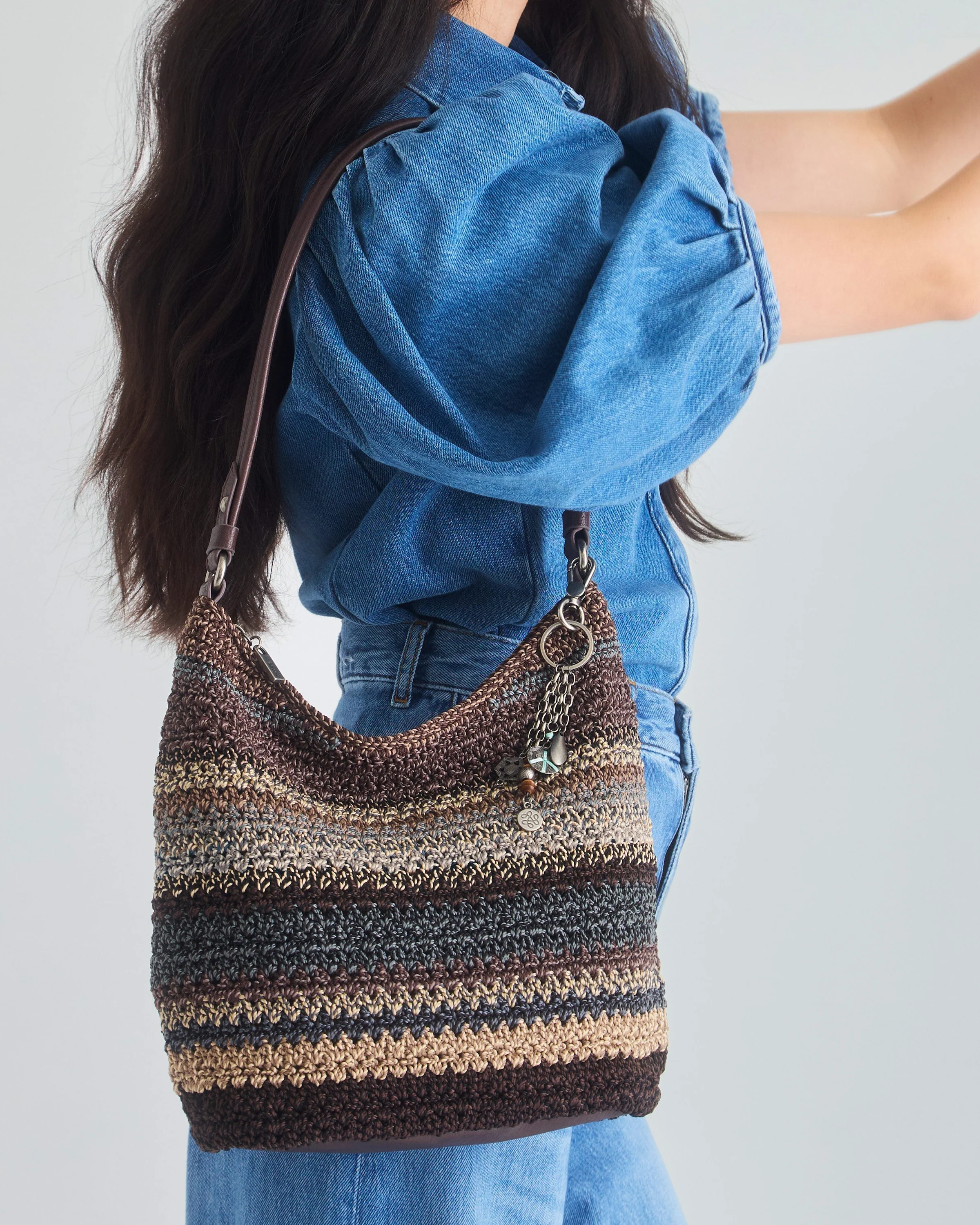 Sequoia Hobo - Hand Crochet - Aspen Stripe - Mycitystee