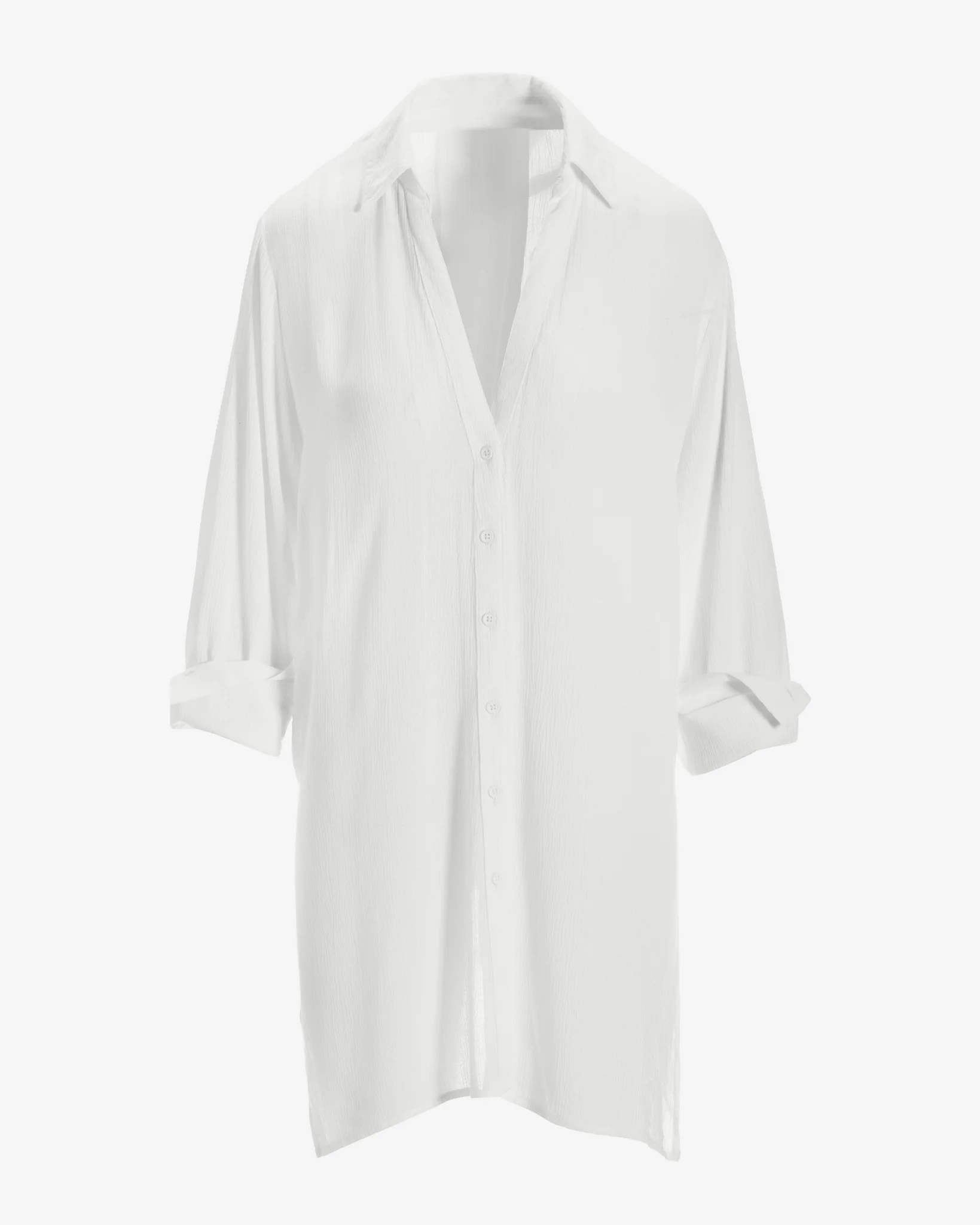 Button Up Versatile Shirt Cover Up White - Mycitystee