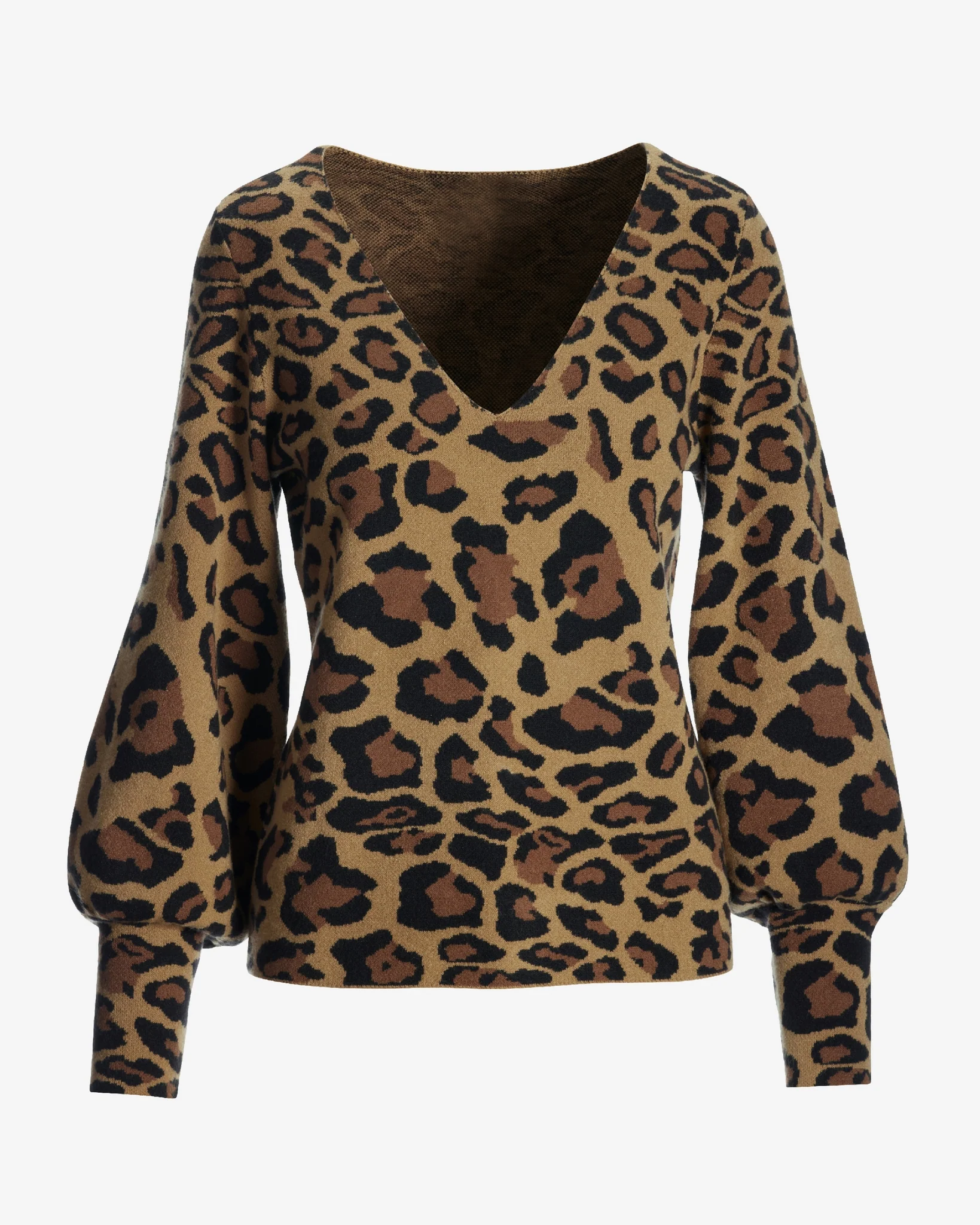 Cheetah V Neck Jacquard Sweater Multi - Mycitystee
