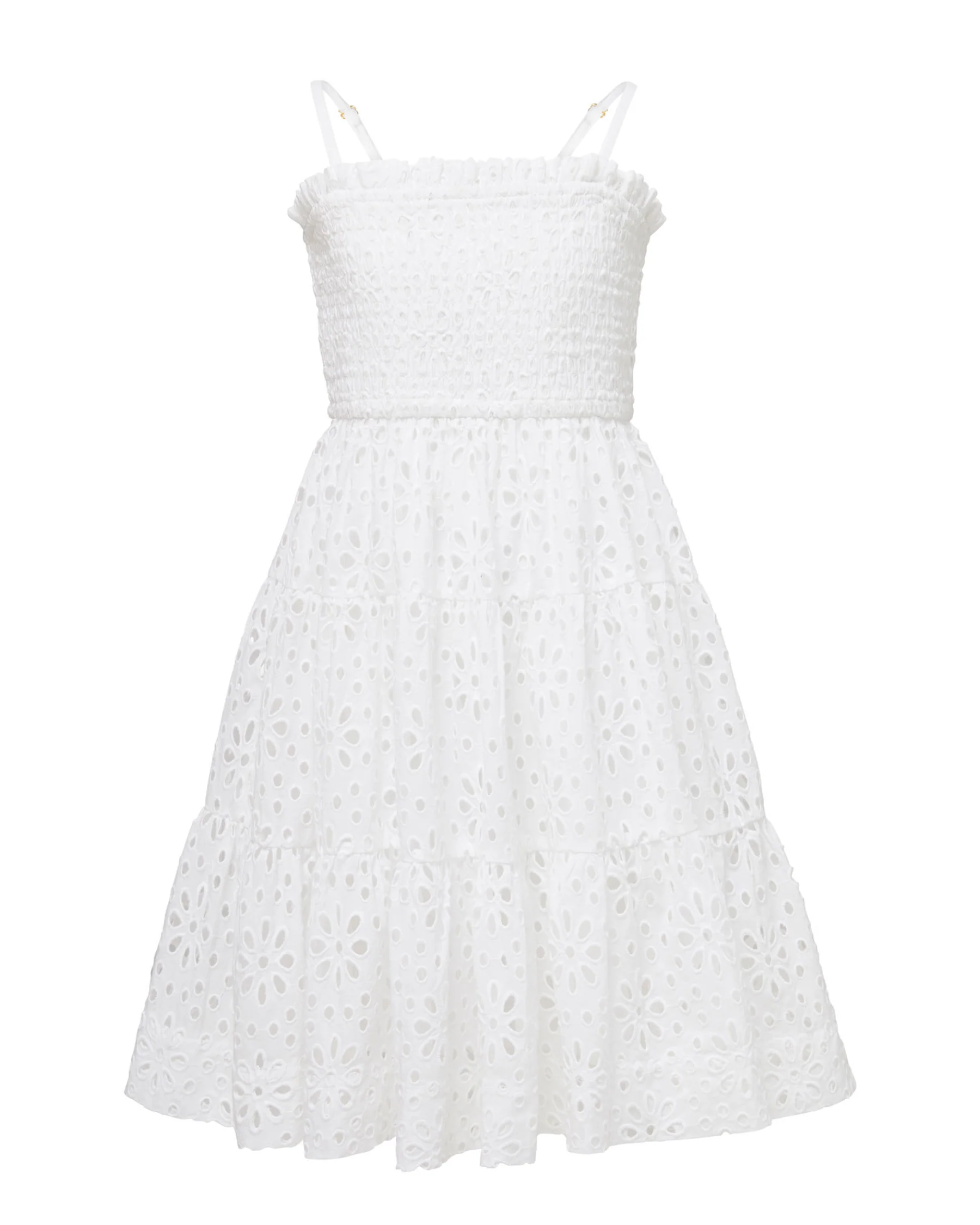 Girls Lila Dress In Fresh White Seaside Eyelet - Mycitystee
