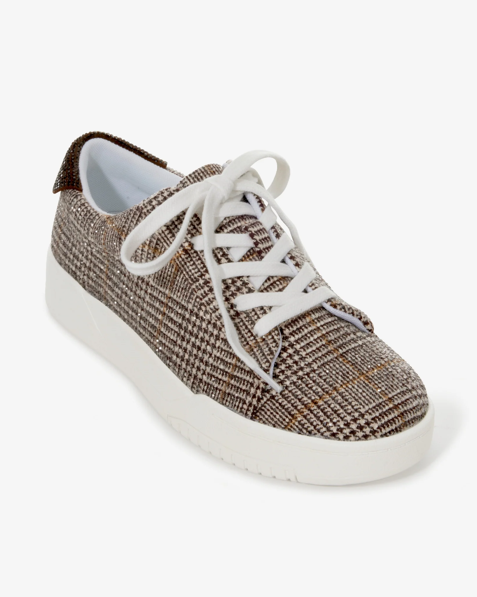 Plaid Embellished Sneaker Brown Multi - Mycitystee