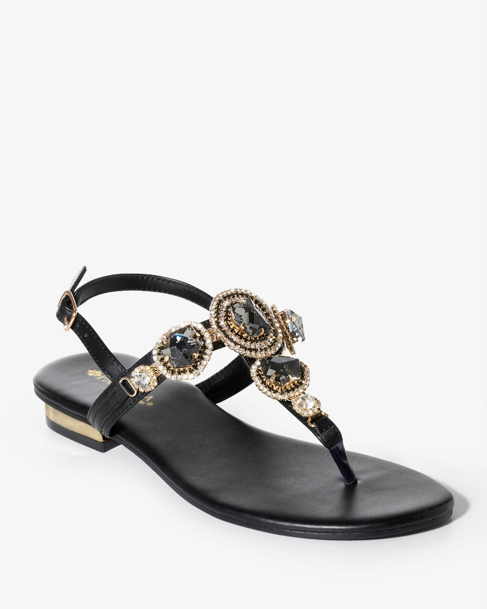 Ankle Strap Gem Sandal Black - Mycitystee