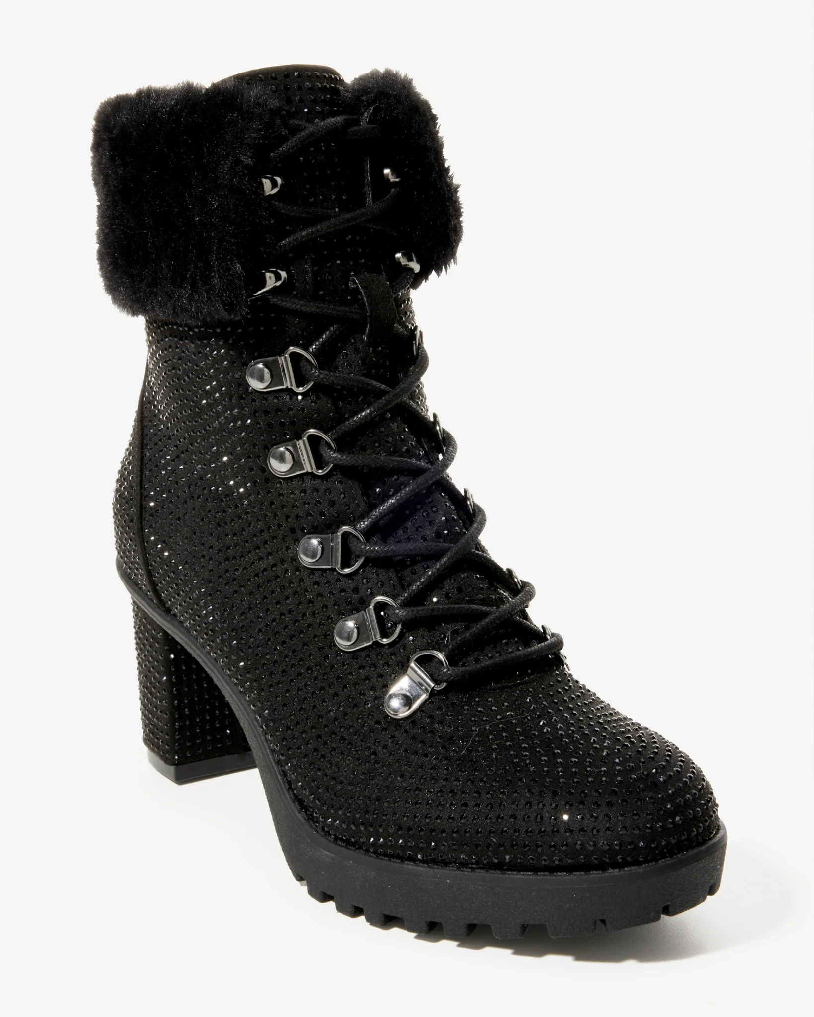 Rhinestone Heeled Bootie Black - Mycitystee