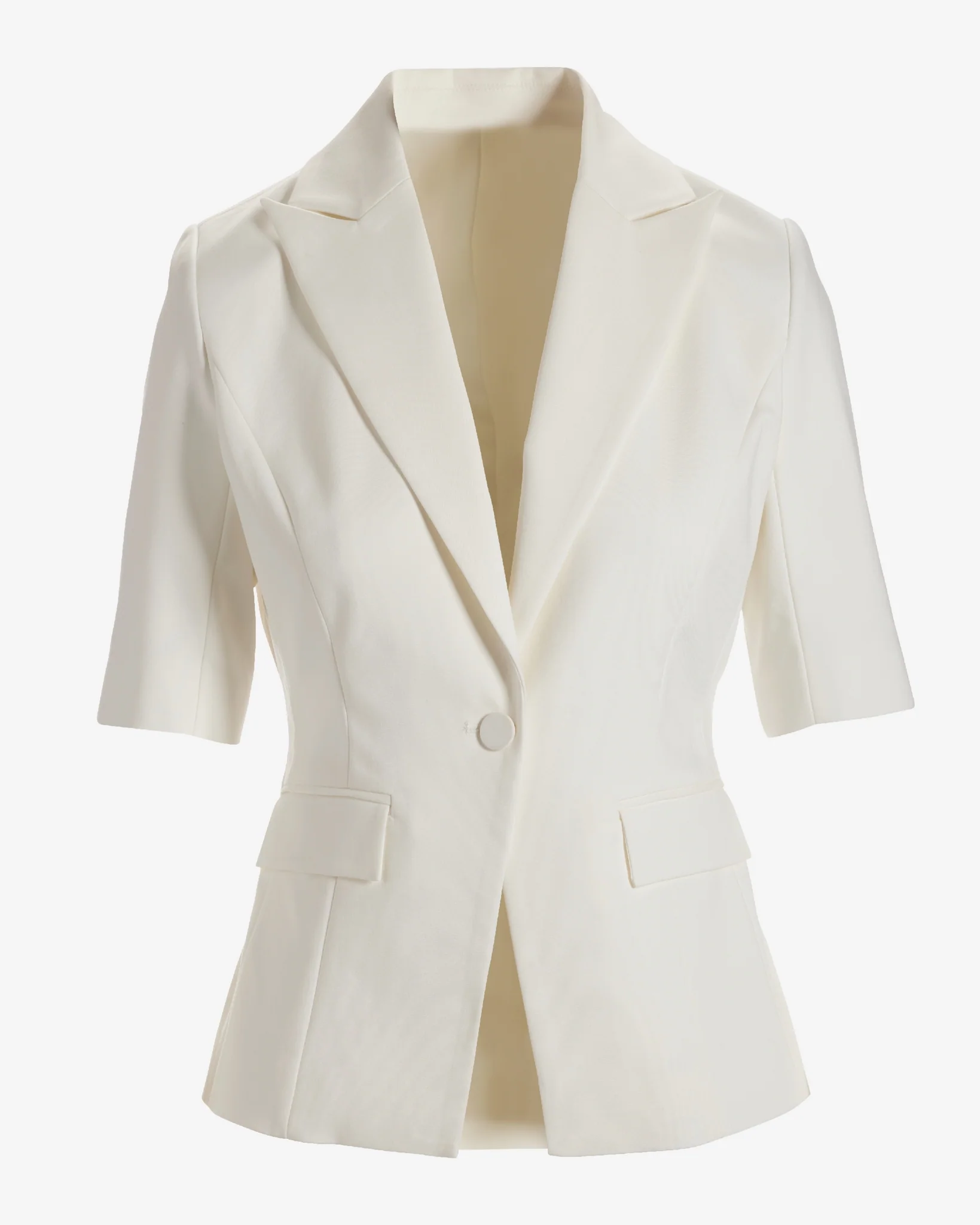 Modern Short Sleeve Blazer Ivory - Mycitystee