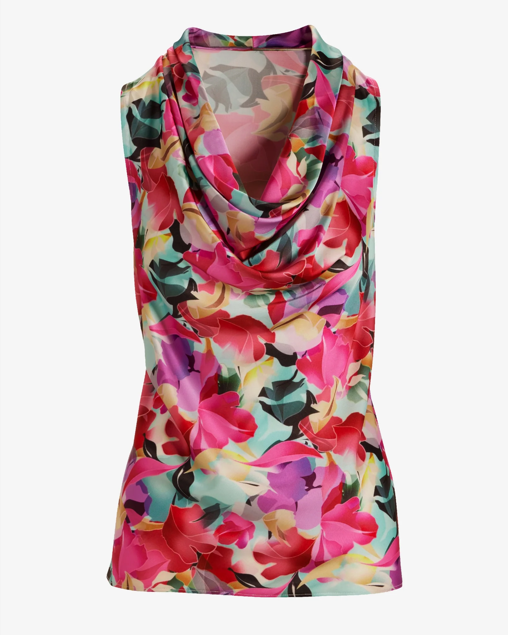 Print Marilyn Cowl Neck Charmeuse Blouse Spring Soiree - Mycitystee