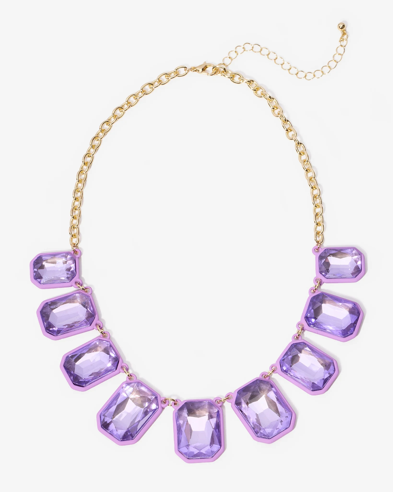 Two-Toned Gem Necklace Purple - Mycitystee