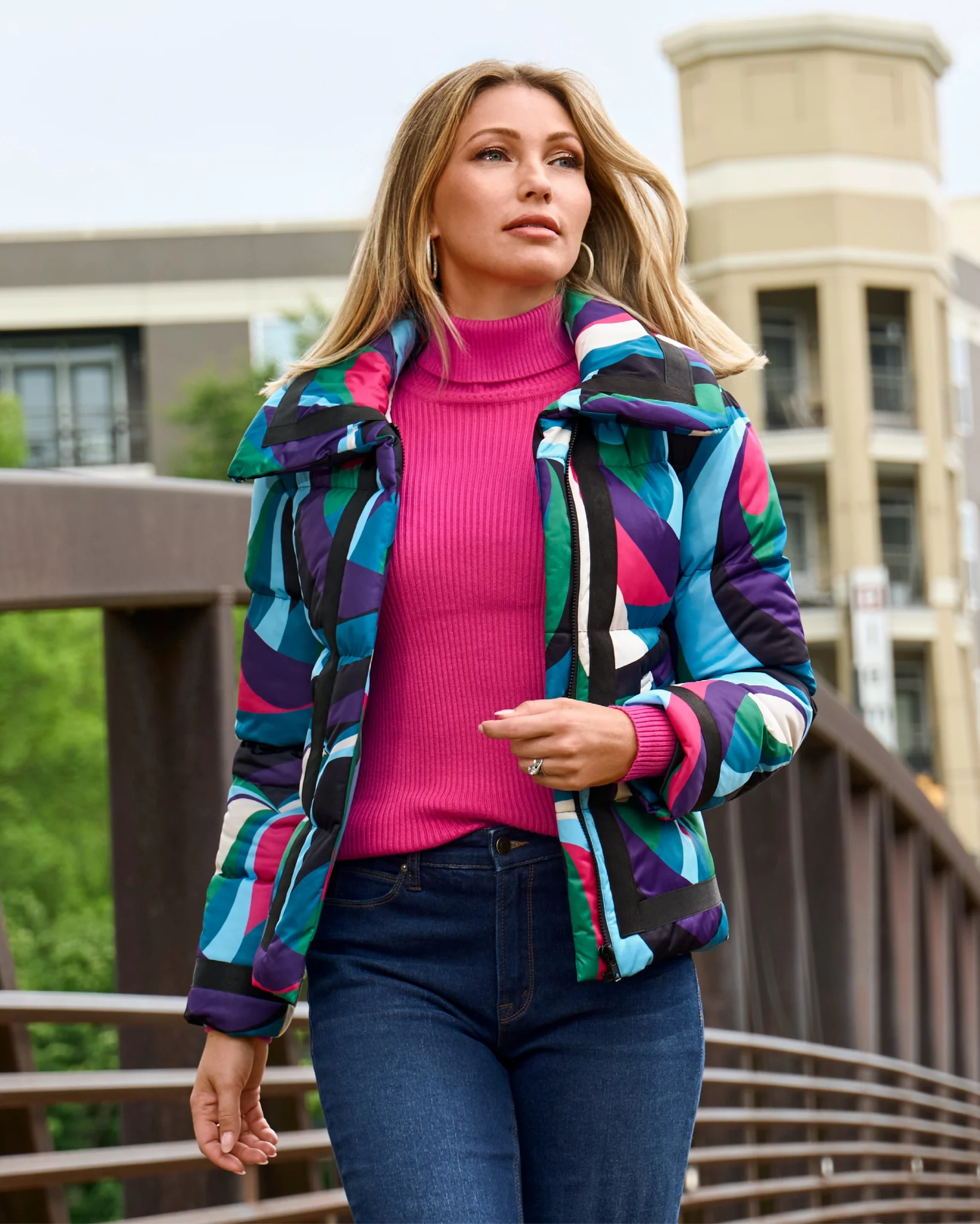 Printed Puffer Jacket Multi - Mycitystee