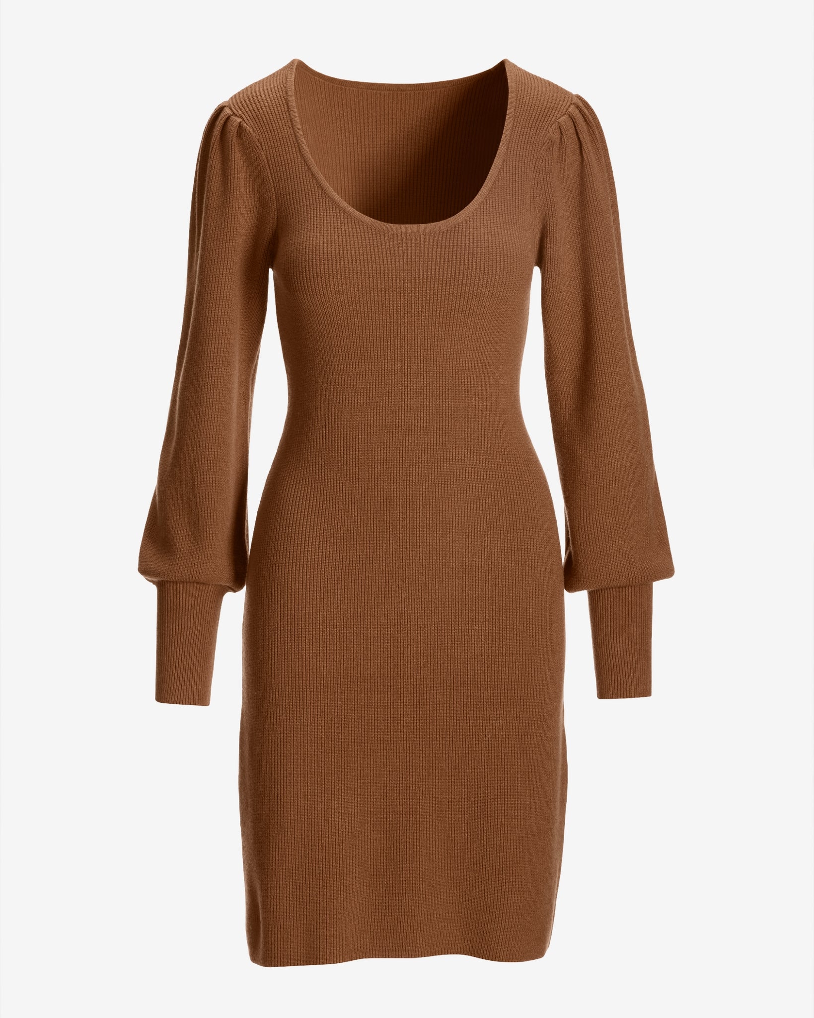 Scoop Neck Balloon Sleeve Sweater Dress Thrush - Mycitystee
