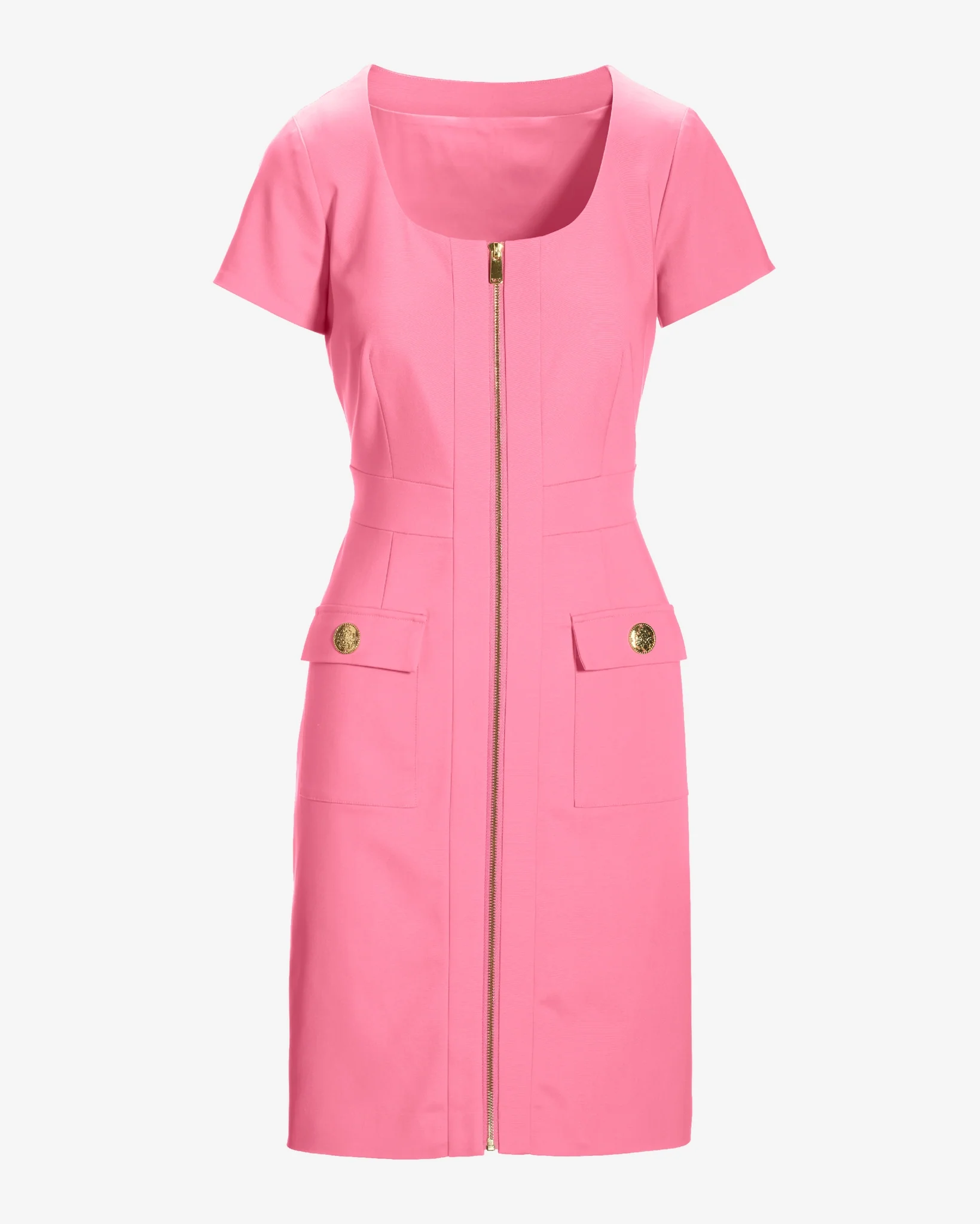 Modern Zip Up Cap Sleeve Sheath Dress Aurora Pink - Mycitystee