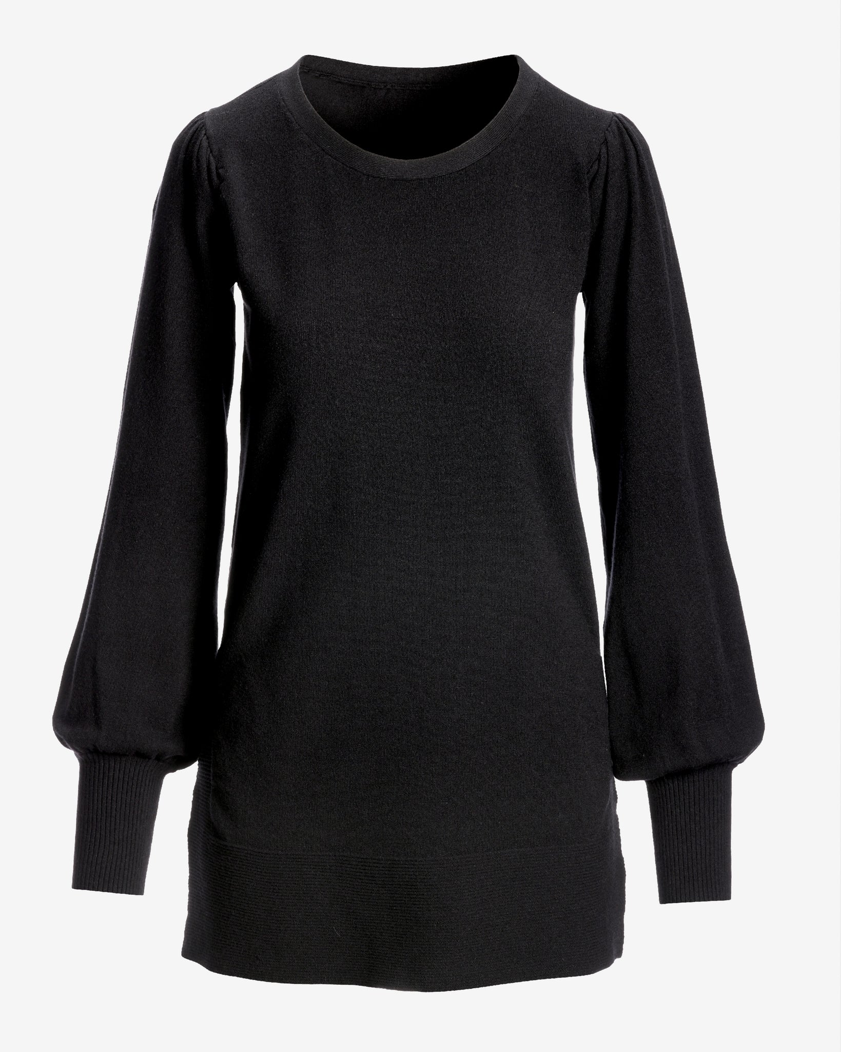 Lightweight Puff Sleeve Tunic Sweater Black - Mycitystee