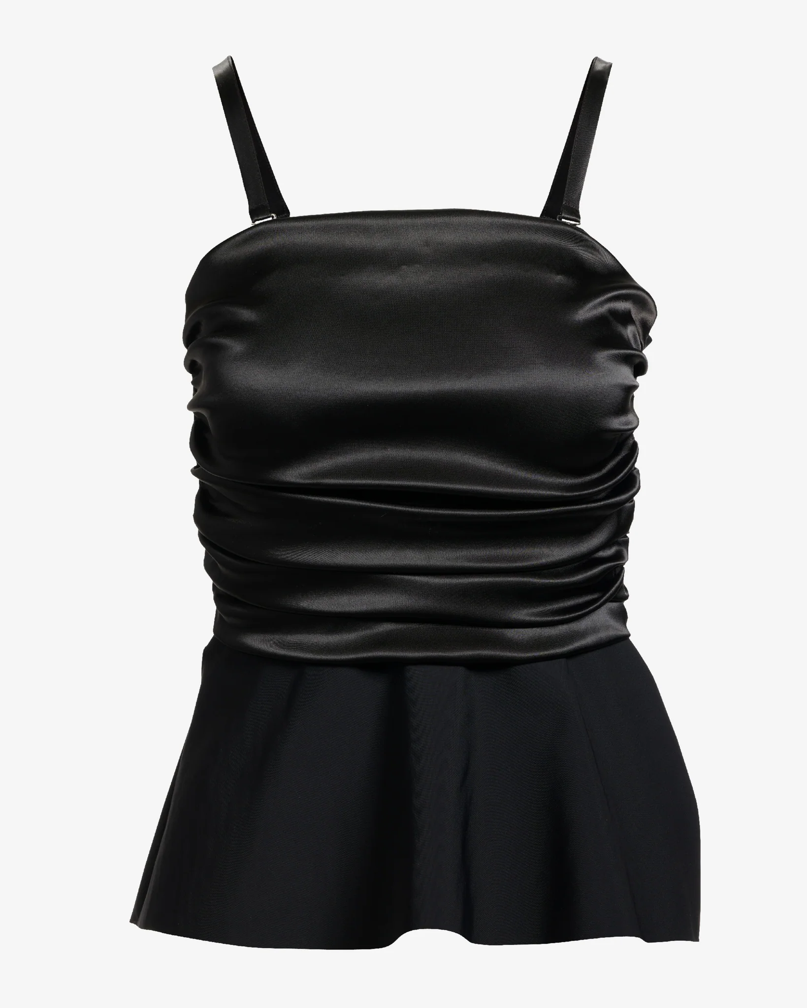 Strapless Ruched Peplum Top Black - Mycitystee