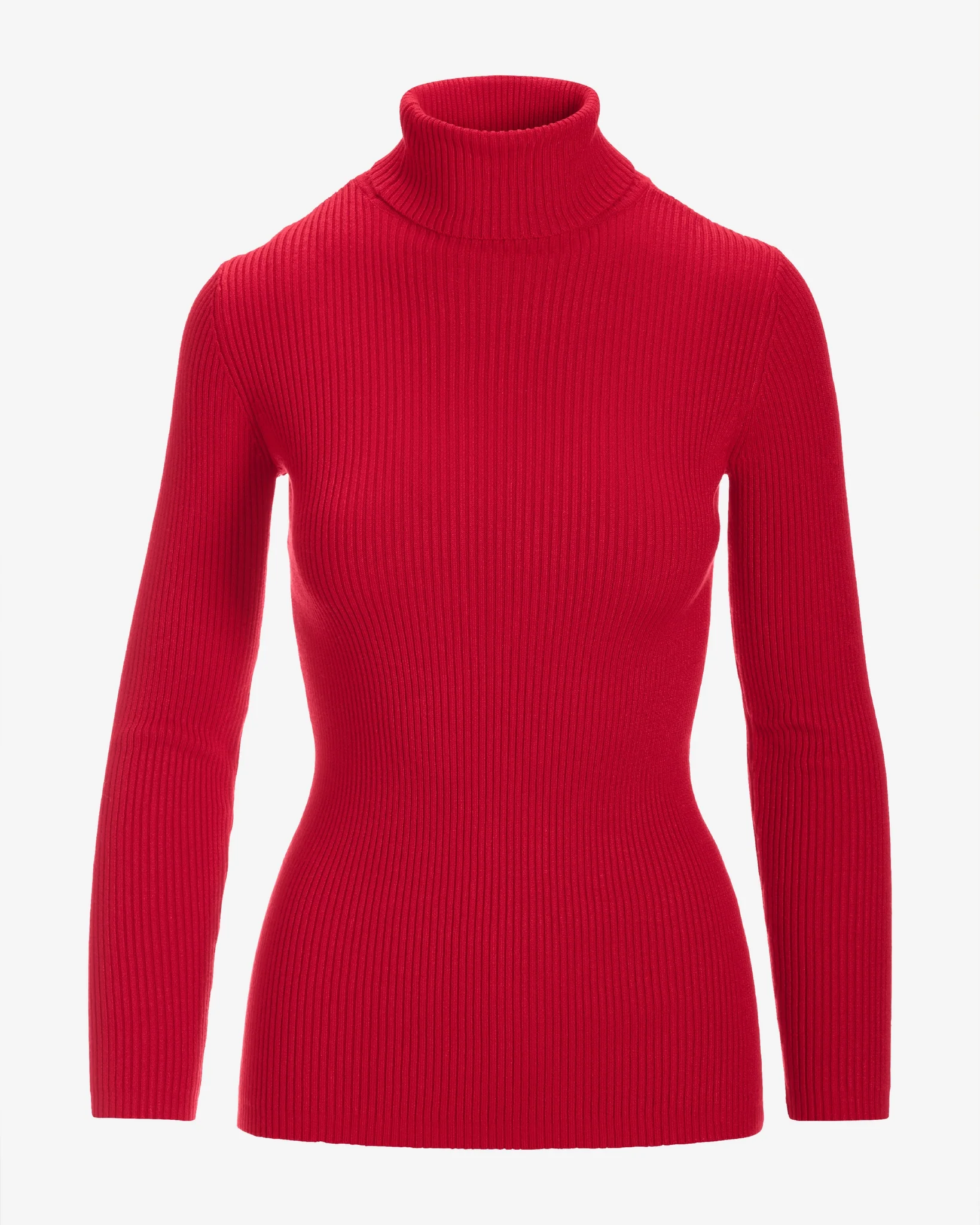 Ribbed Turtleneck Sweater Lipstick Red - Mycitystee