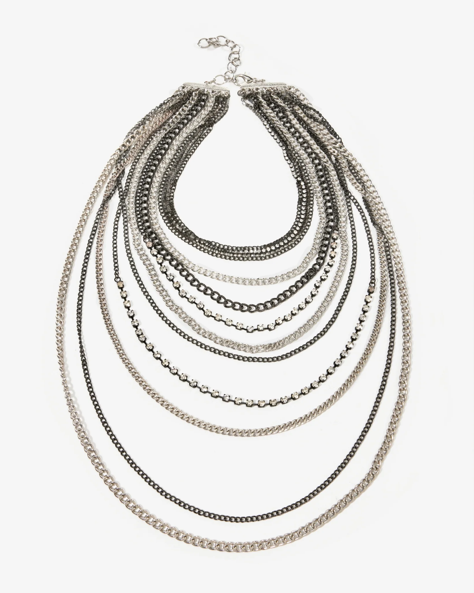 Layered Silver Chain Necklace Antique Silver - Mycitystee