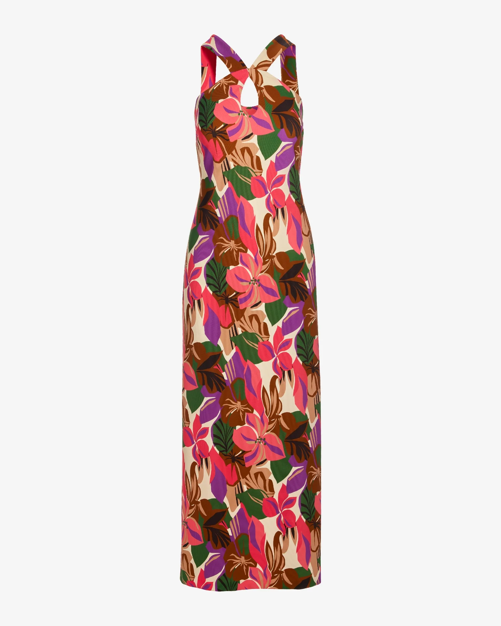 Beyond Travel Print Keyhole Maxi Dress Sheryl Safari - Mycitystee